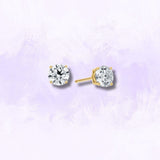 Pendientes de diamante de laboratorio redondo de 4 puntas de 6 mm