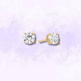 Pendientes de diamante de laboratorio redondo de 4 puntas de 6,5 mm