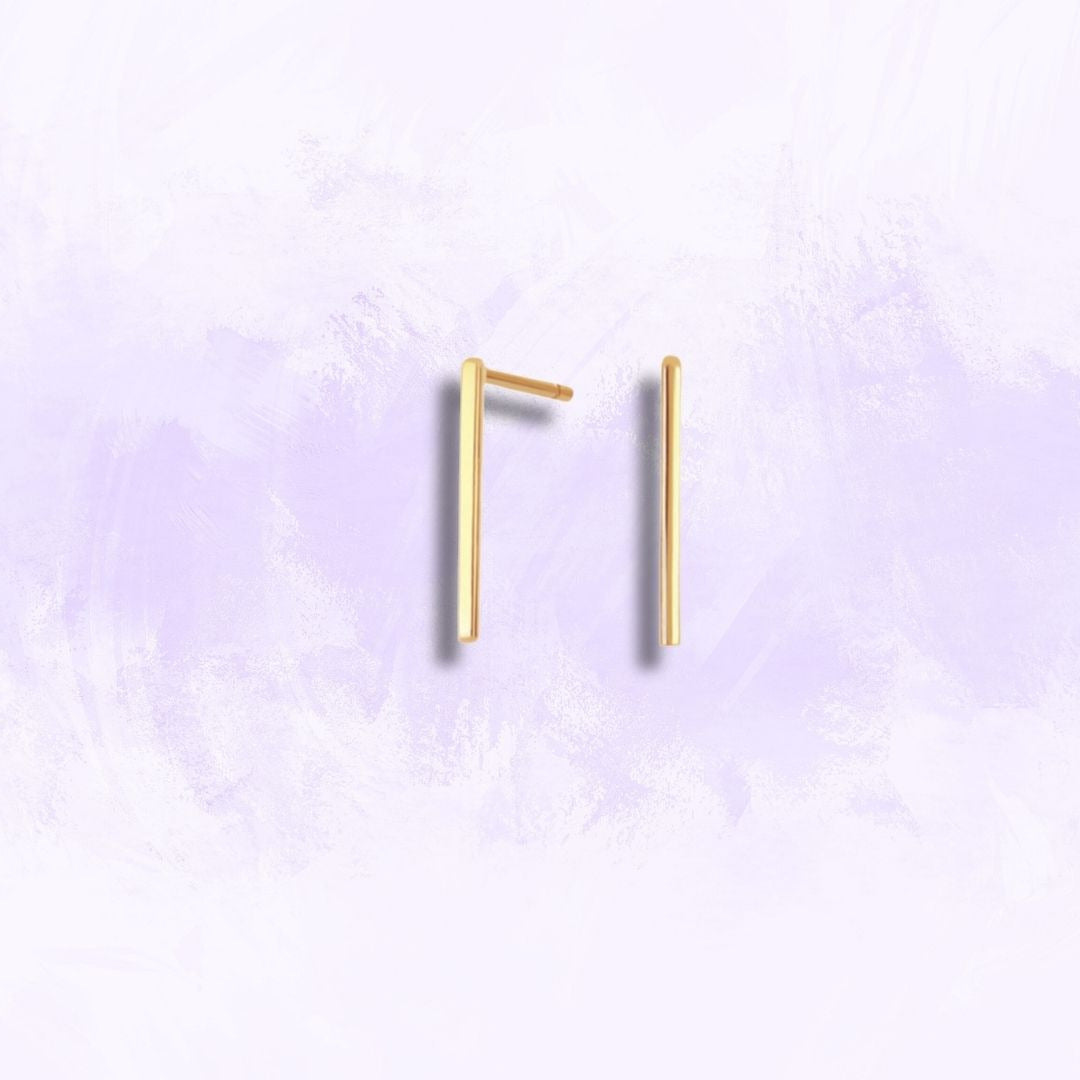 Stay Sharp Long Bar Studs - 18k Gold-Plated / 925 Sterling Silver