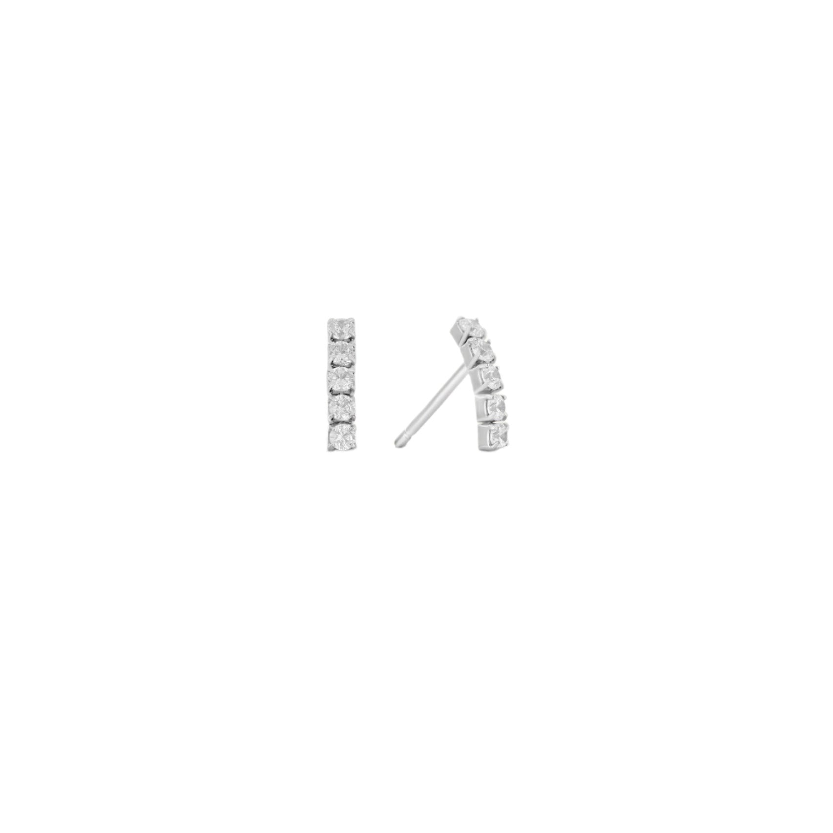 CZ Curved Bar Studs - 18k Gold-Plated / 925 Sterling Silver