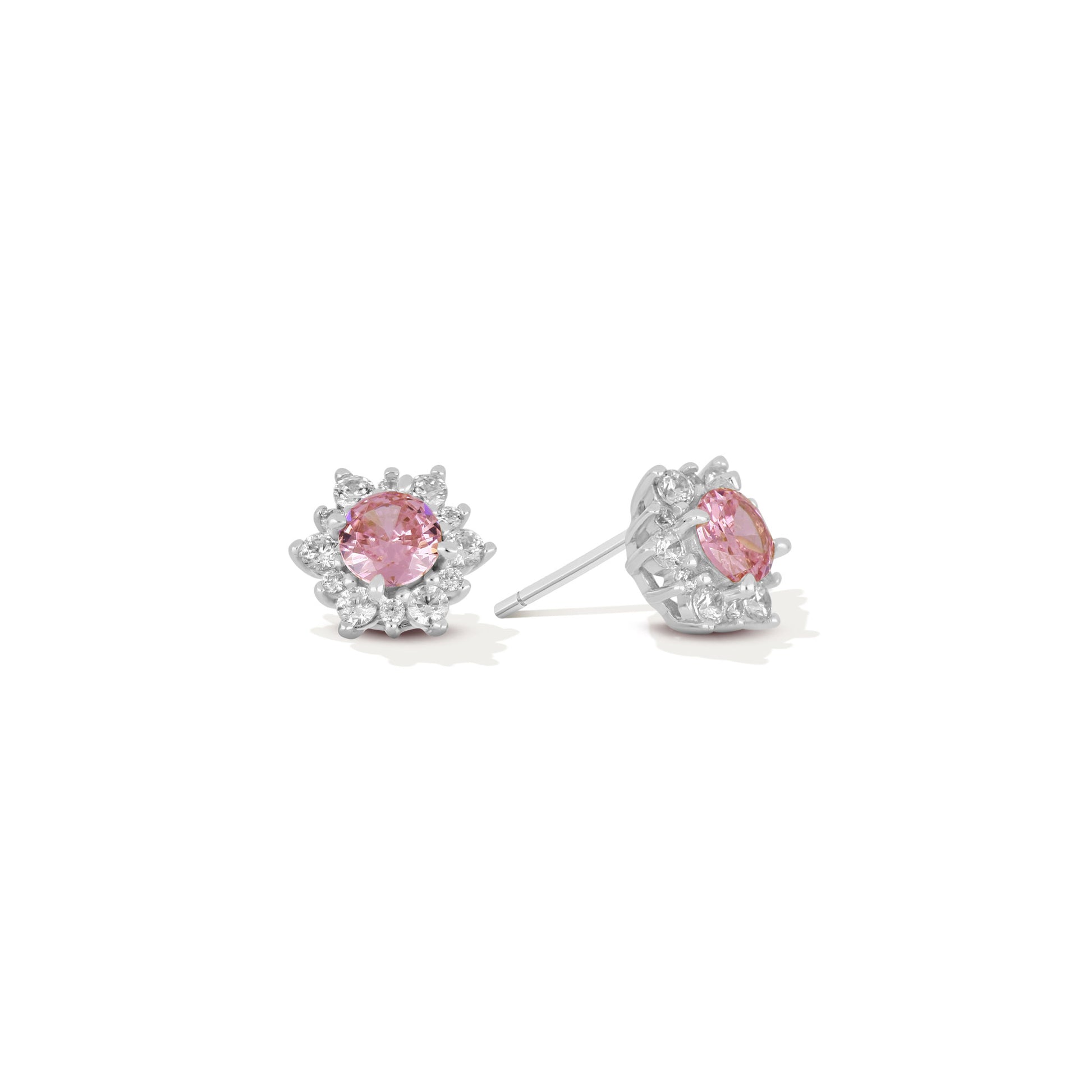 Starburst Halo with Pink Round CZ - 18k Gold-Plated / 925 Sterling Silver