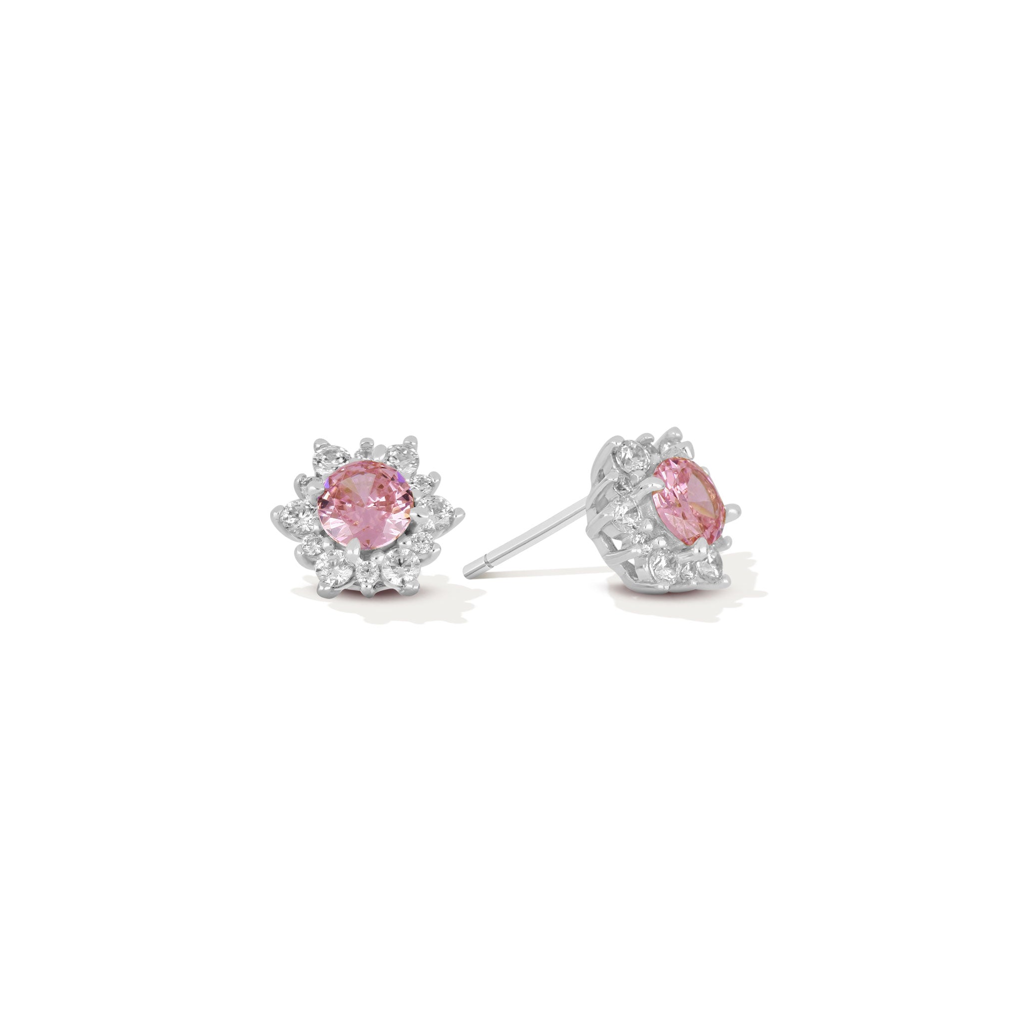 Starburst Halo with Pink Round CZ - 18k Gold-Plated / 925 Sterling Silver