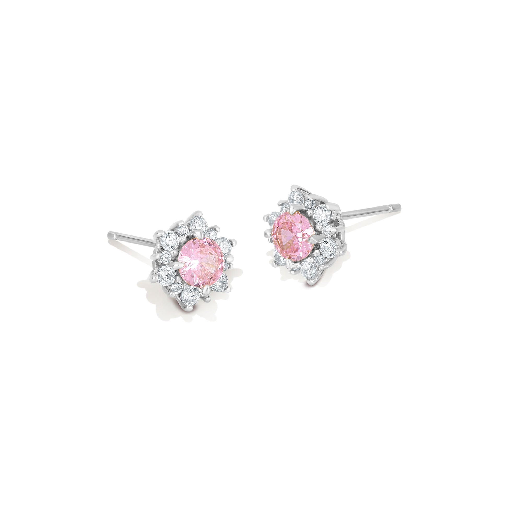 Starburst Halo with Pink Round CZ - 18k Gold-Plated / 925 Sterling Silver