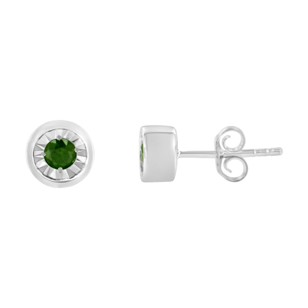 1/5 Cttw Round Brilliant-Cut Green Diamond Miracle-Set Stud Earrings (Fancy Color-Enhanced, I1-I2 Clarity) .925 Sterling Silver