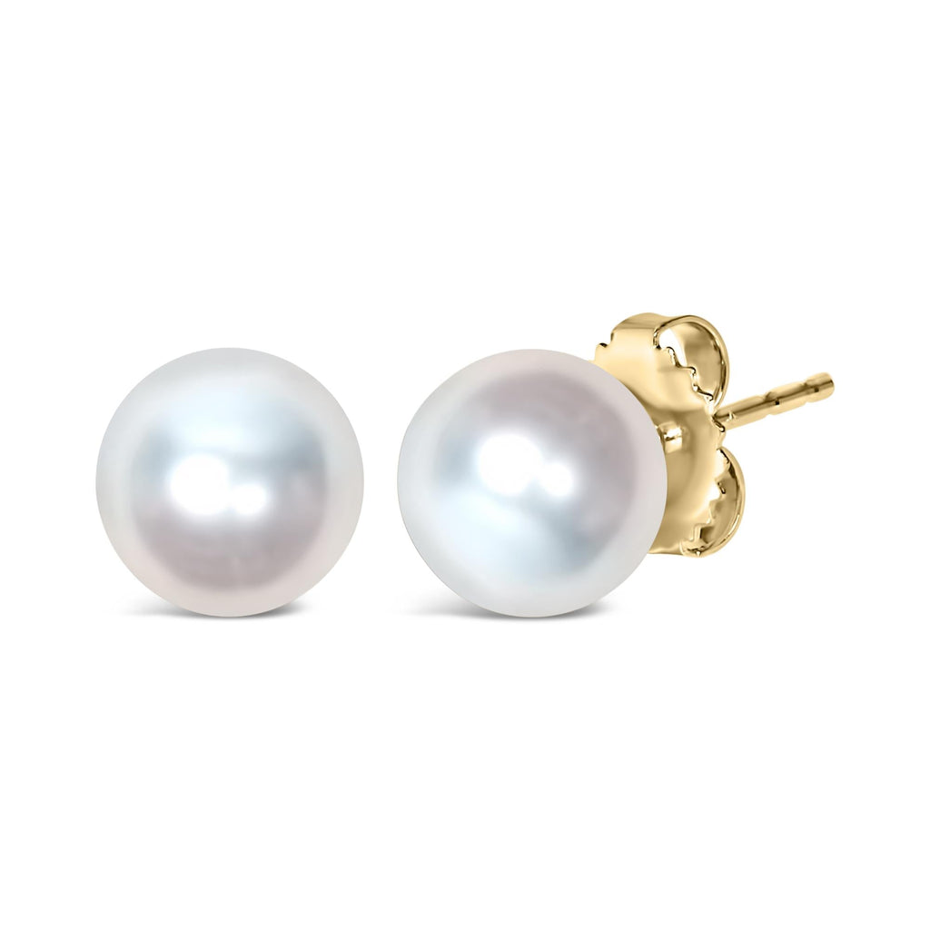 Cultured Freshwater Pearl Solitaire Stud Earrings 14K Gold