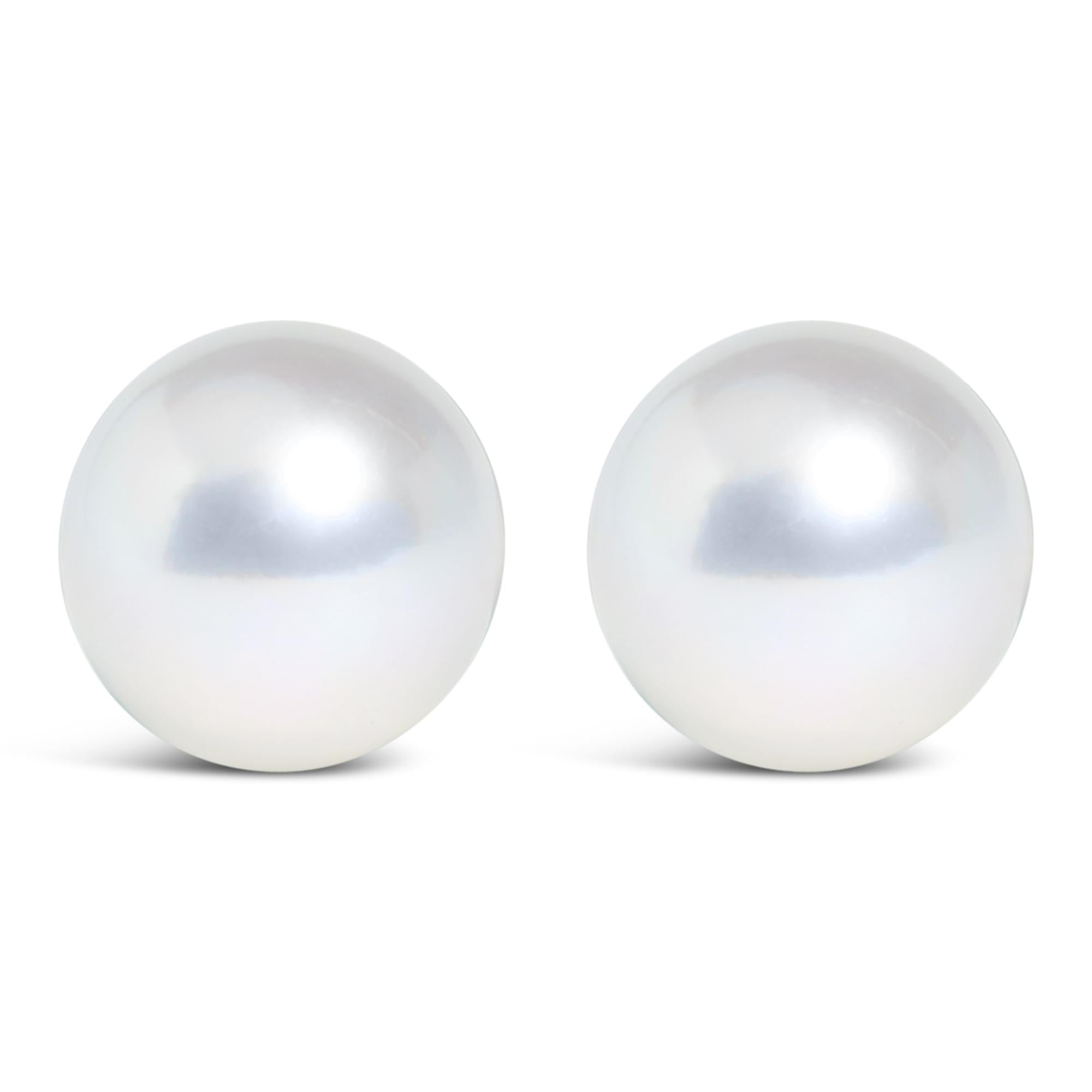 Cultured Freshwater Pearl Solitaire Stud Earrings 14K Gold