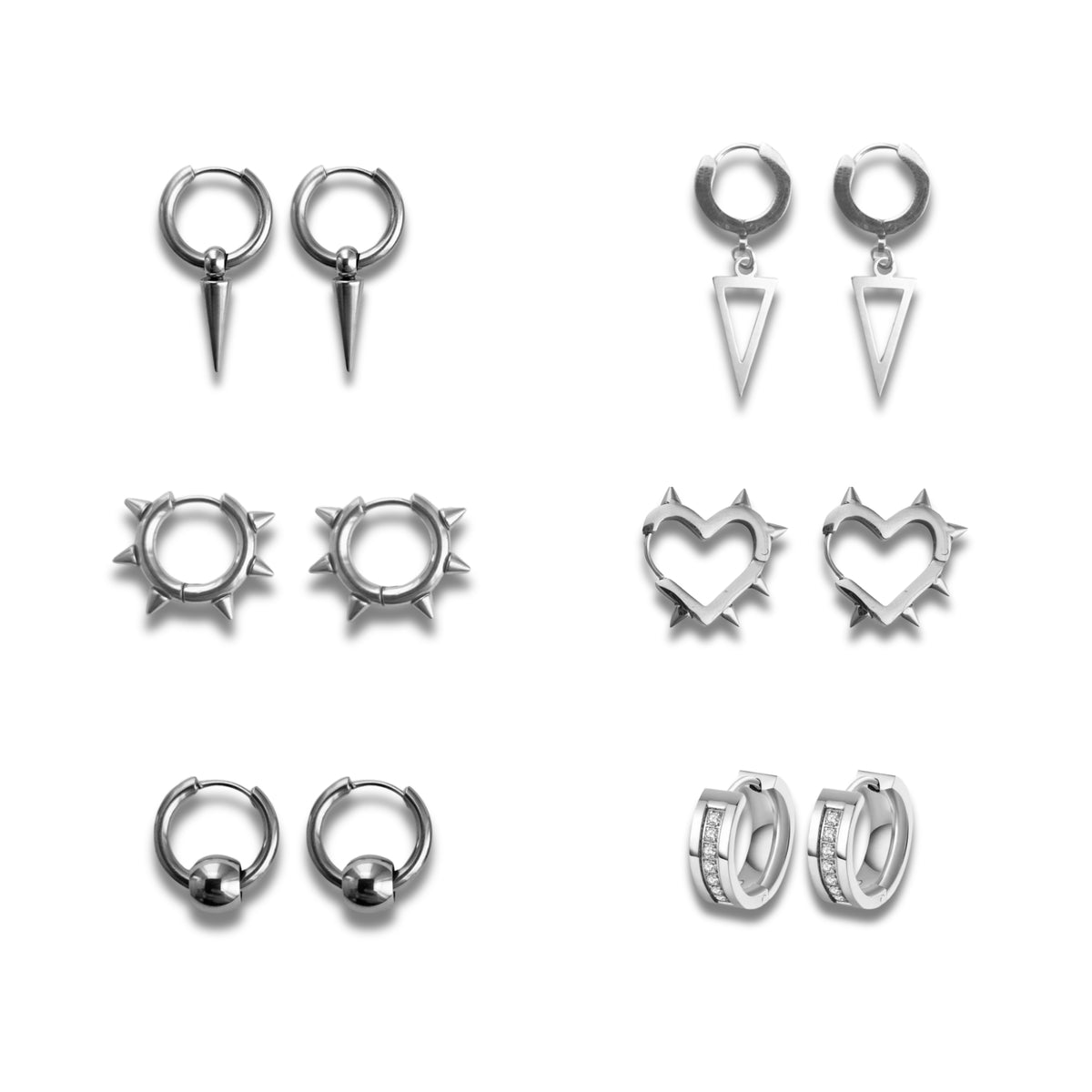 Baddie Earrings Power Pack - Stainless Steel 6 Pair Bundle - One Price!