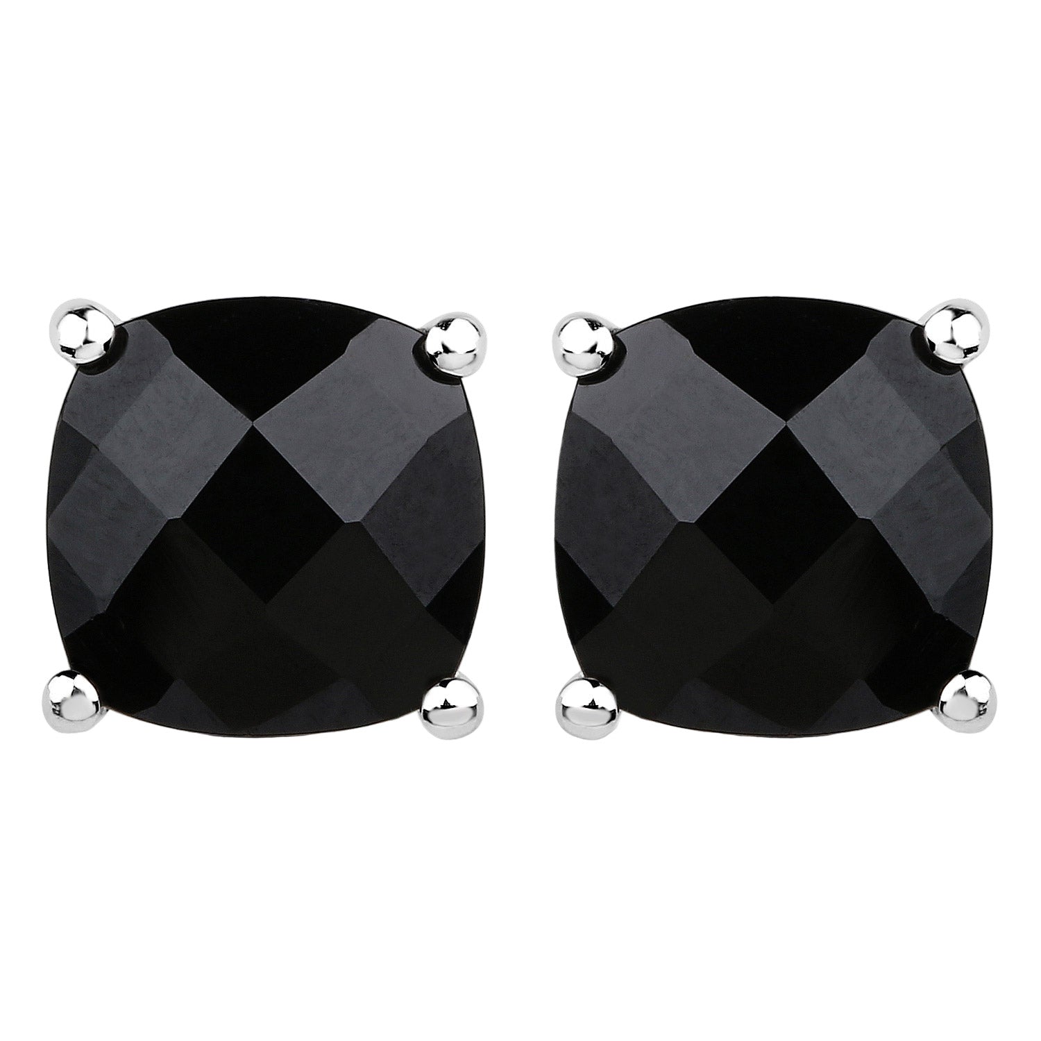Noir Majesty Onyx Stud Earrings - 5.30 Carat Genuine Black Spinel .925 Sterling Silver Earrings