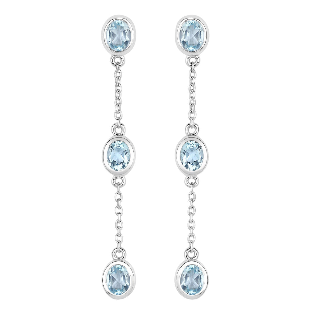 Ice Cascade Topaz Drop Earrings - 2.16 Carat Genuine Blue Topaz .925 Sterling Silver Earrings