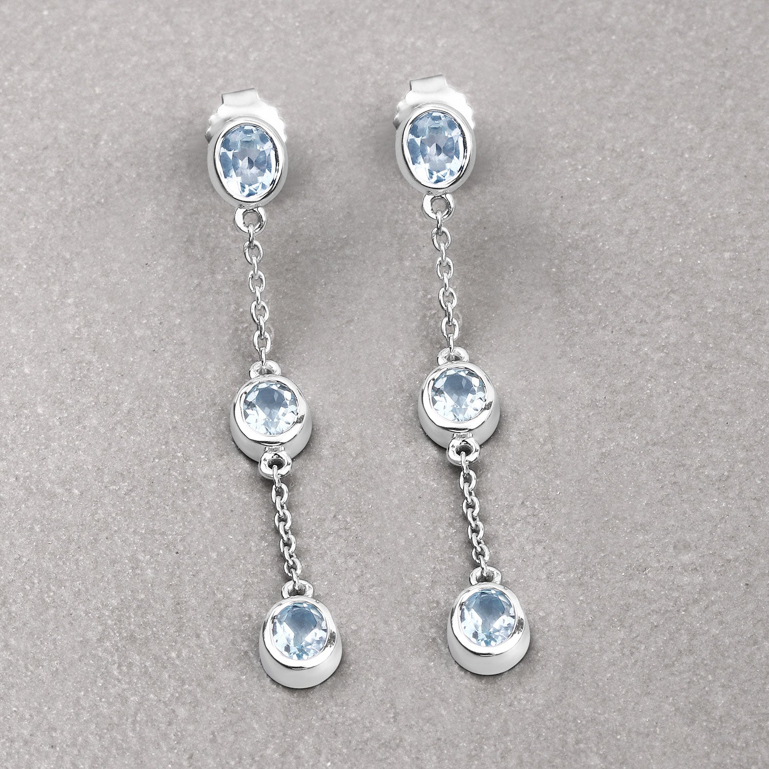 Ice Cascade Topaz Drop Earrings - 2.16 Carat Genuine Blue Topaz .925 Sterling Silver Earrings