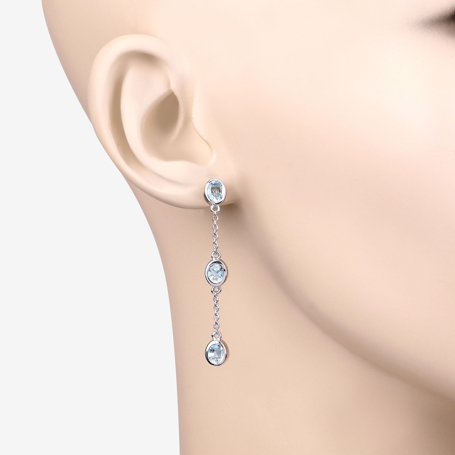 Ice Cascade Topaz Drop Earrings - 2.16 Carat Genuine Blue Topaz .925 Sterling Silver Earrings