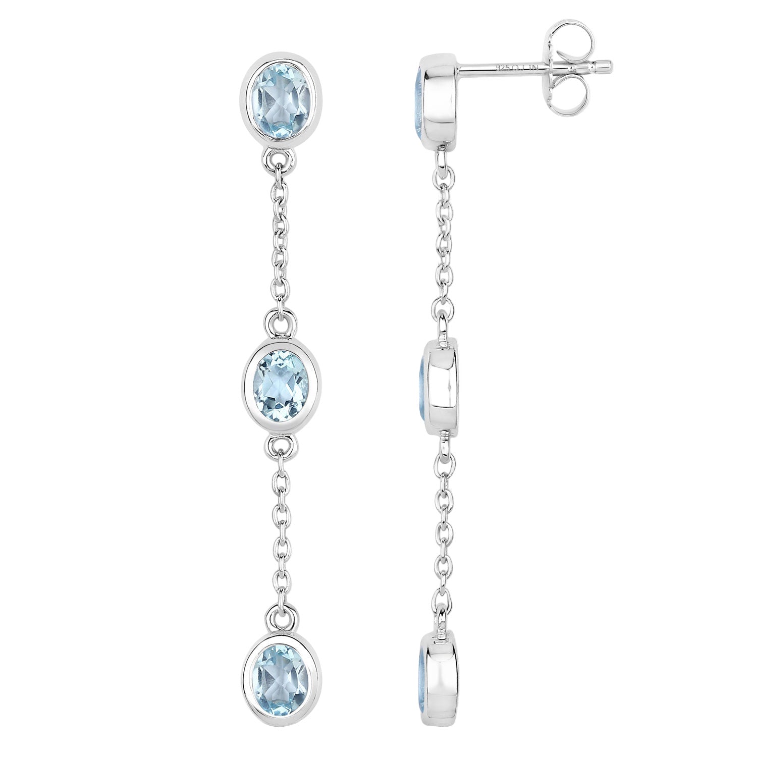 Ice Cascade Topaz Drop Earrings - 2.16 Carat Genuine Blue Topaz .925 Sterling Silver Earrings