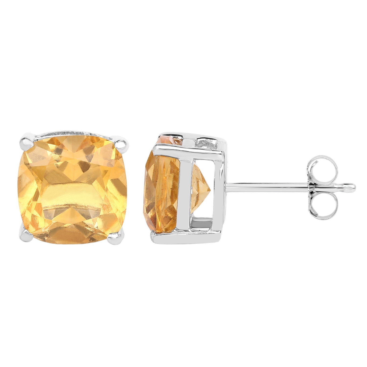 Sunflare Citrine Stud Earrings - 5.80 Carat Genuine Citrine - .925 Sterling Silver Earrings