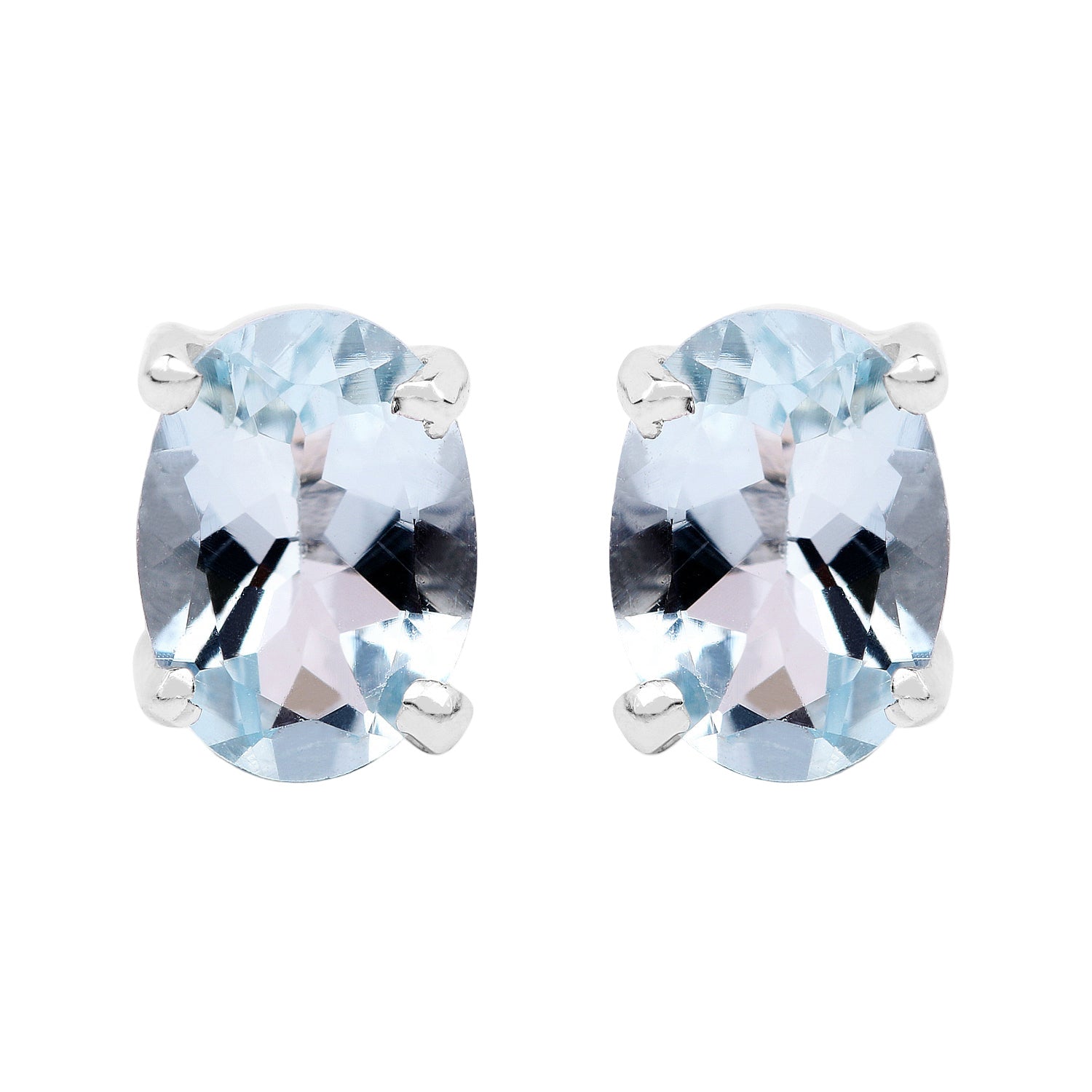 Chill Factor Aquamarine Stud Earrings - 1.50 Carat Genuine Aquamarine - .925 Sterling Silver Earrings