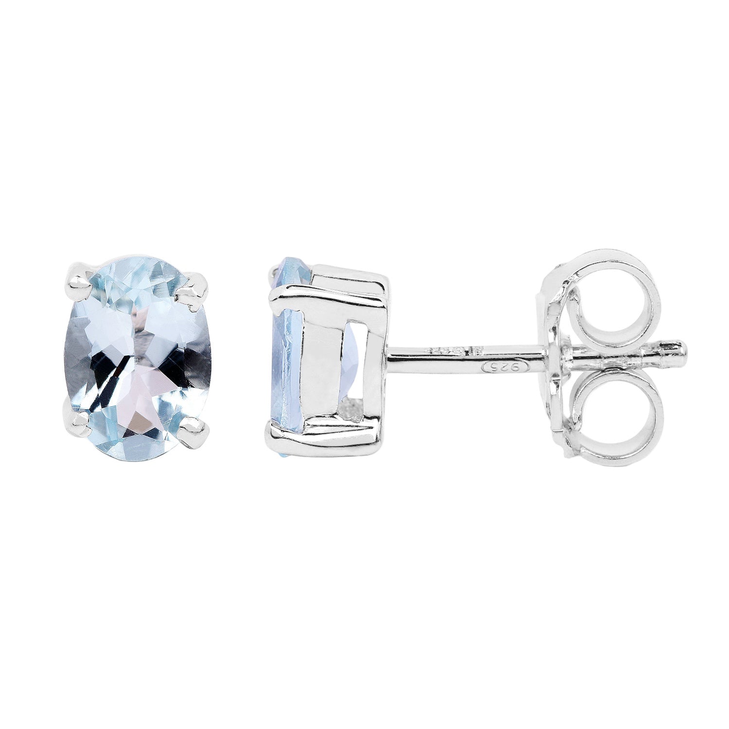 Chill Factor Aquamarine Stud Earrings - 1.50 Carat Genuine Aquamarine - .925 Sterling Silver Earrings