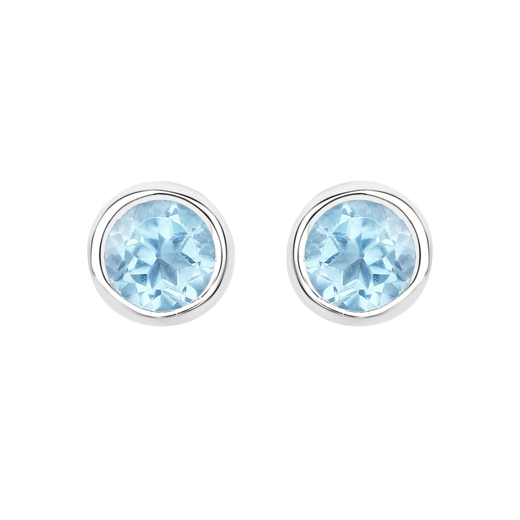 Arctic Whisper Studs - 1.20 Carat Genuine Blue Topaz - .925 Sterling Silver Earrings