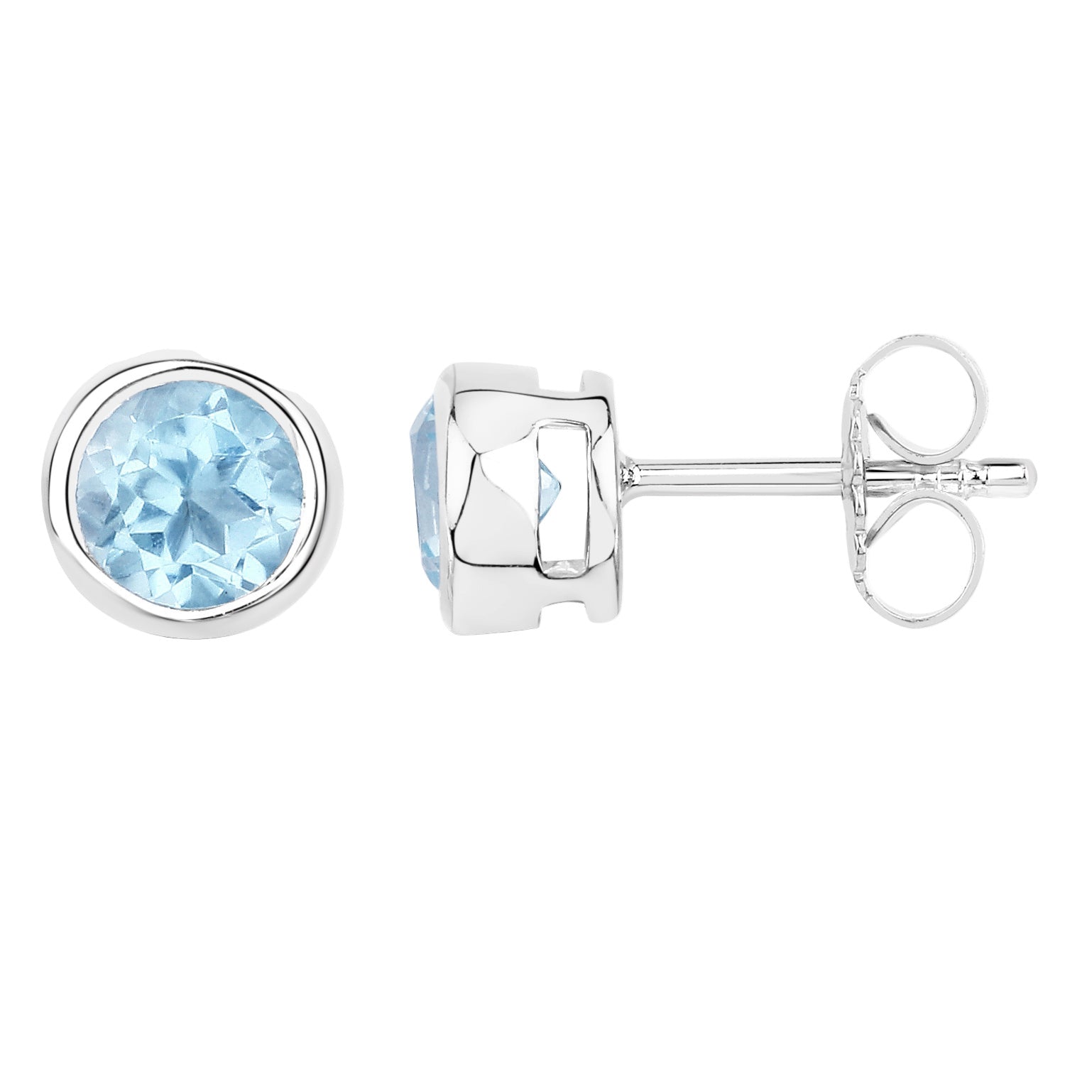 Arctic Whisper Studs - 1.20 Carat Genuine Blue Topaz - .925 Sterling Silver Earrings