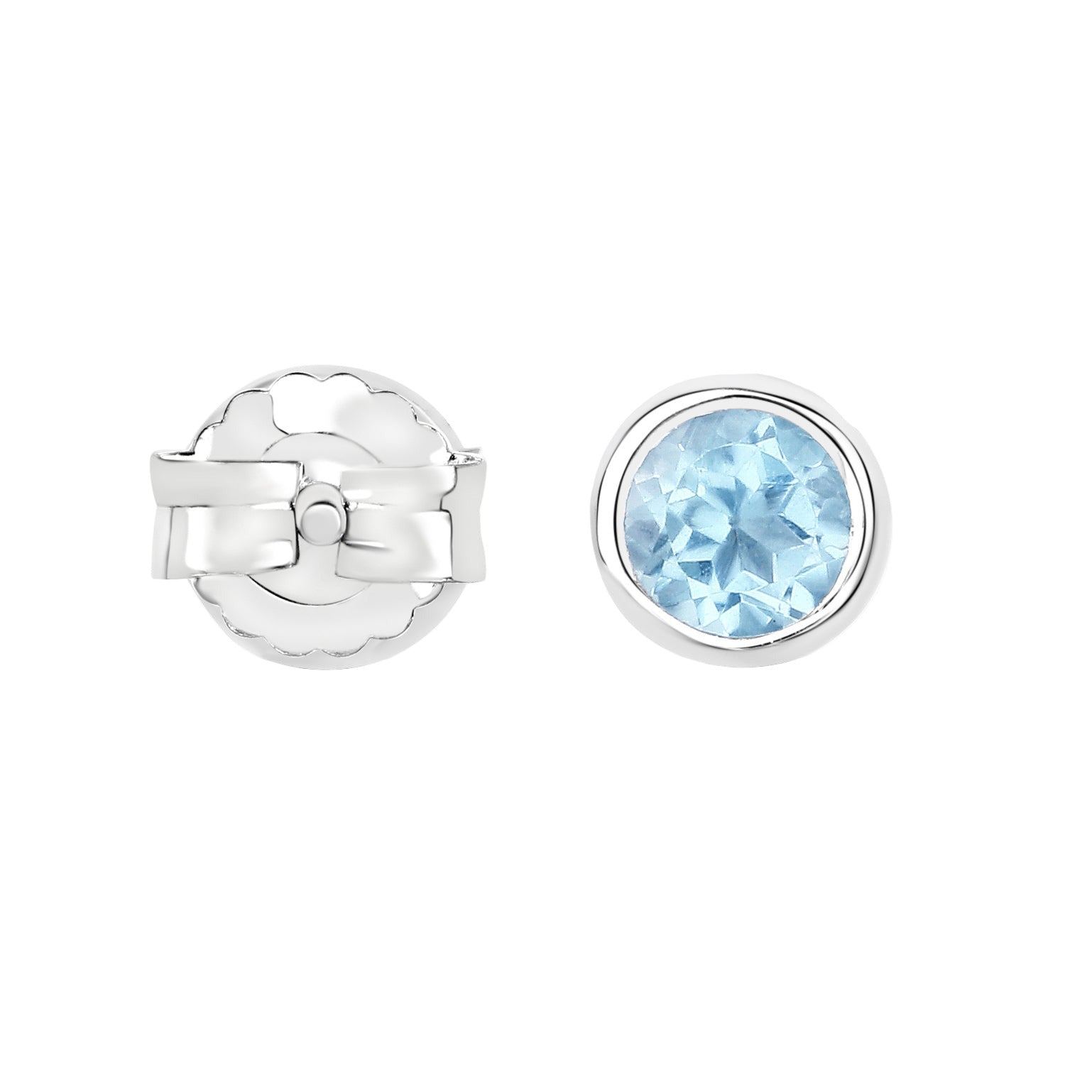 Arctic Whisper Studs - 1.20 Carat Genuine Blue Topaz - .925 Sterling Silver Earrings