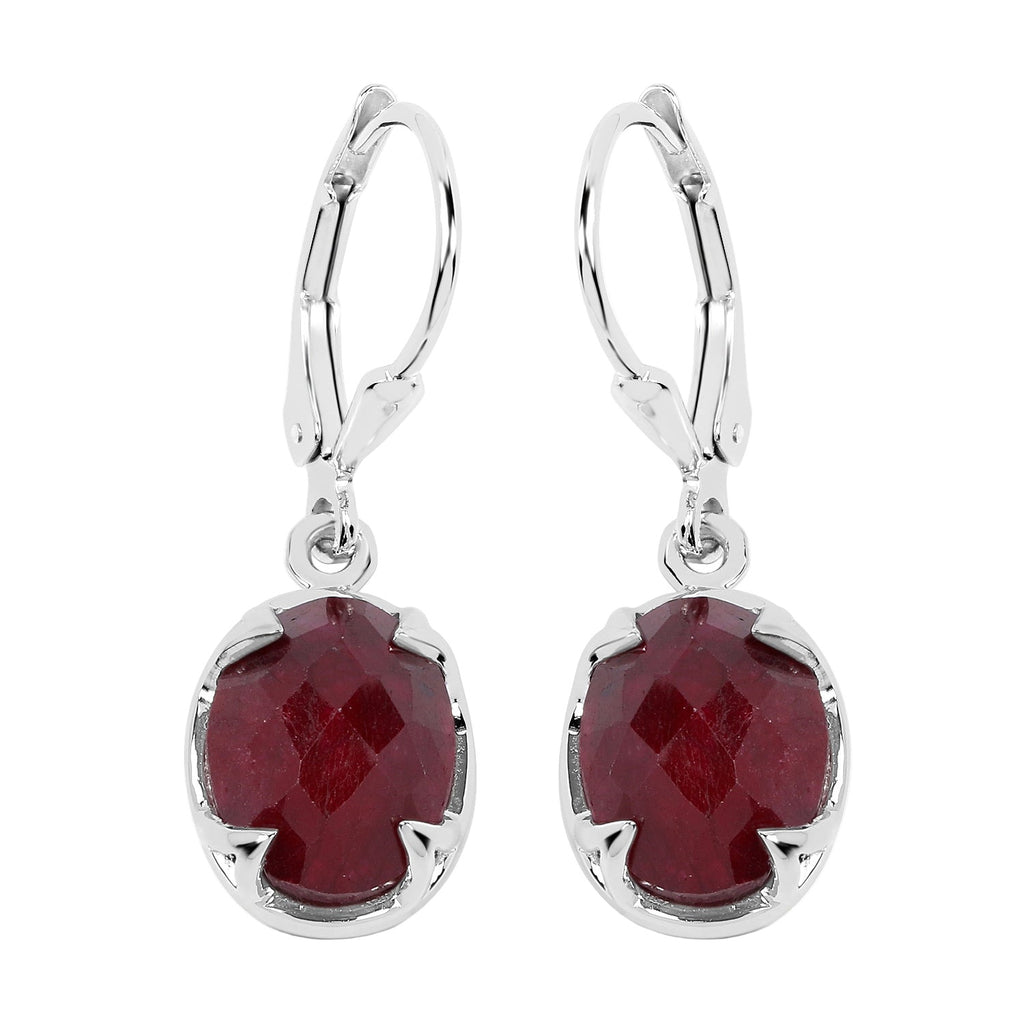 Sovereign Flame Earrings - 6.90 Carat Dyed Ruby - .925 Sterling Silver Earrings