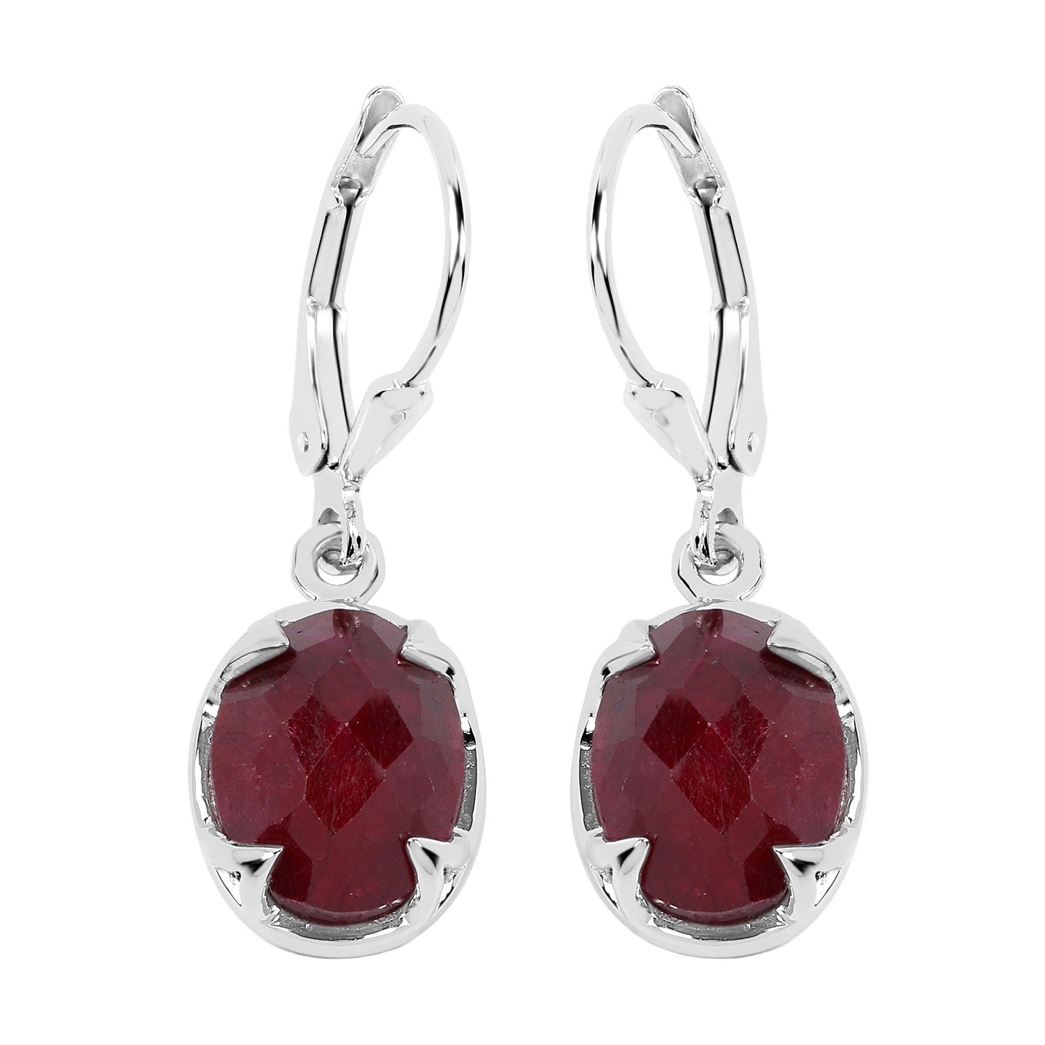Sovereign Flame Earrings - 6.90 Carat Dyed Ruby - .925 Sterling Silver Earrings