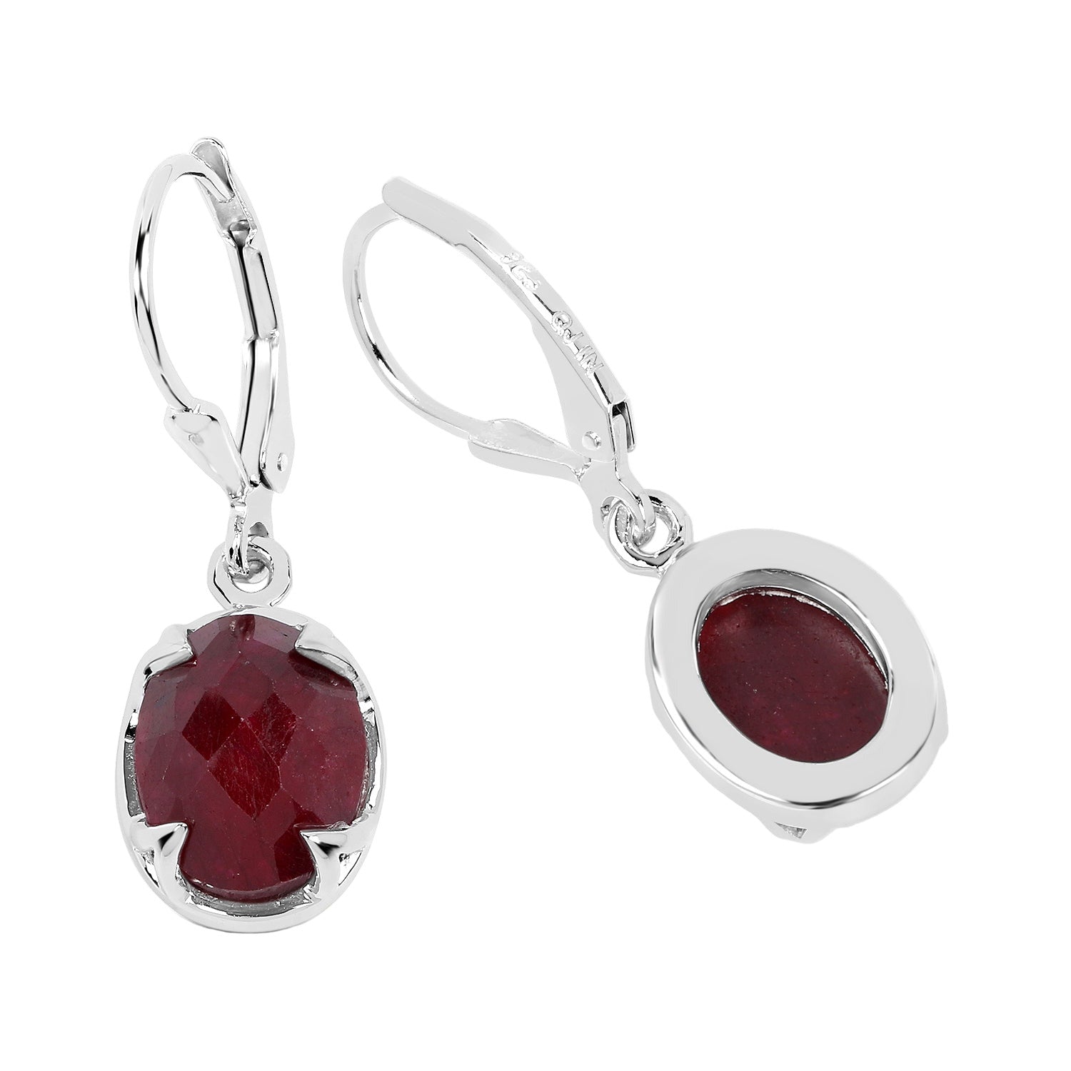 Sovereign Flame Earrings - 6.90 Carat Dyed Ruby - .925 Sterling Silver Earrings