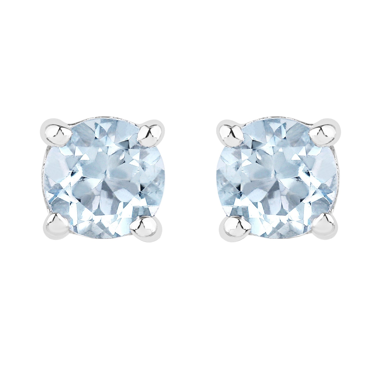 Icy Luxe Stud Earrings - 0.44 Carat Genuine Aquamarine - .925 Sterling Silver Earrings