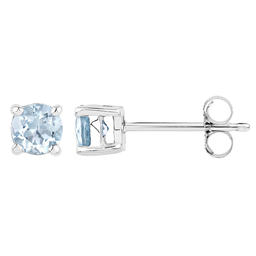 Icy Luxe Stud Earrings - 0.44 Carat Genuine Aquamarine - .925 Sterling Silver Earrings