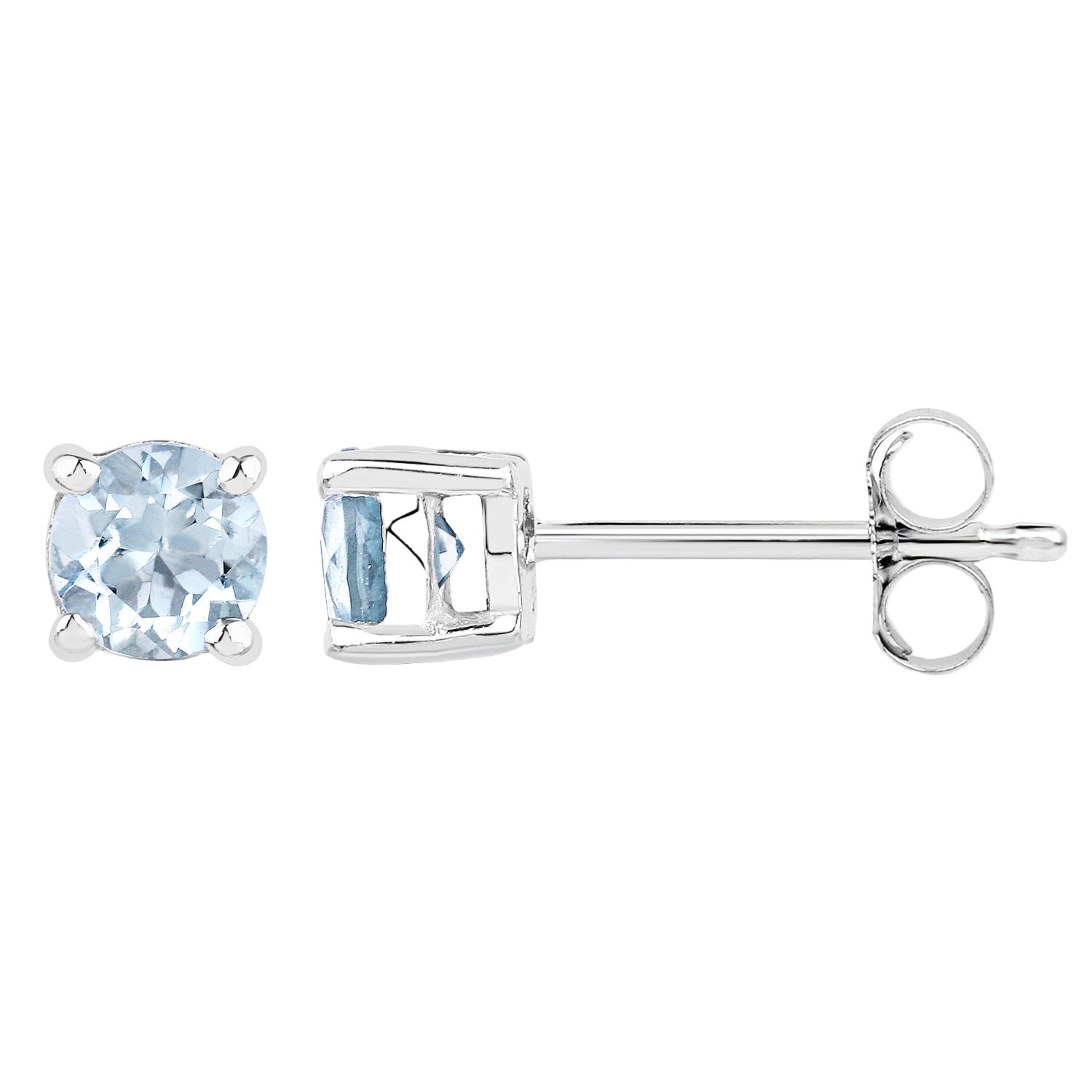 Icy Luxe Stud Earrings - 0.44 Carat Genuine Aquamarine - .925 Sterling Silver Earrings