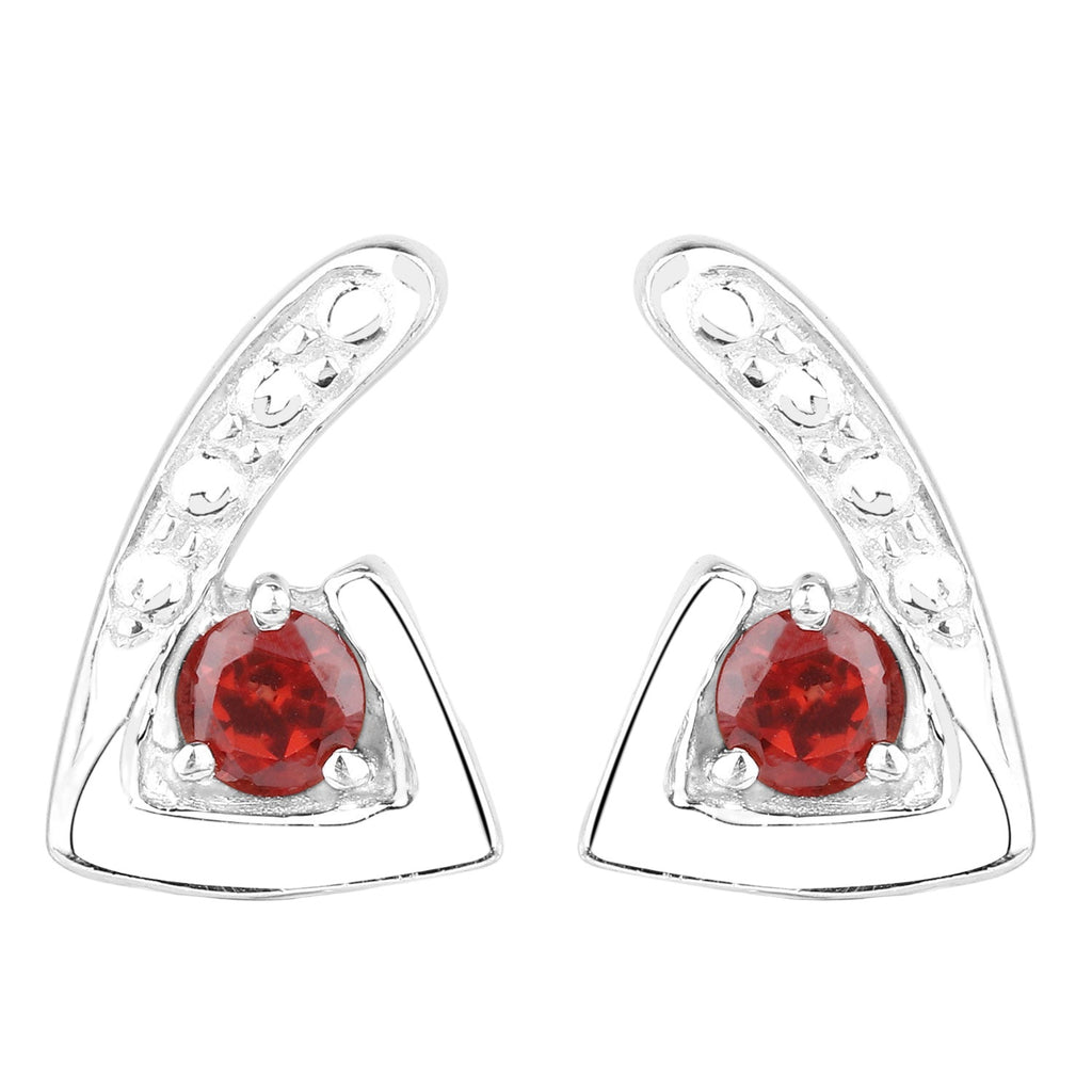 Crimson Arc Garnet Stud Earrings - 0.44 Carat Genuine Garnet .925 Sterling Silver Earrings