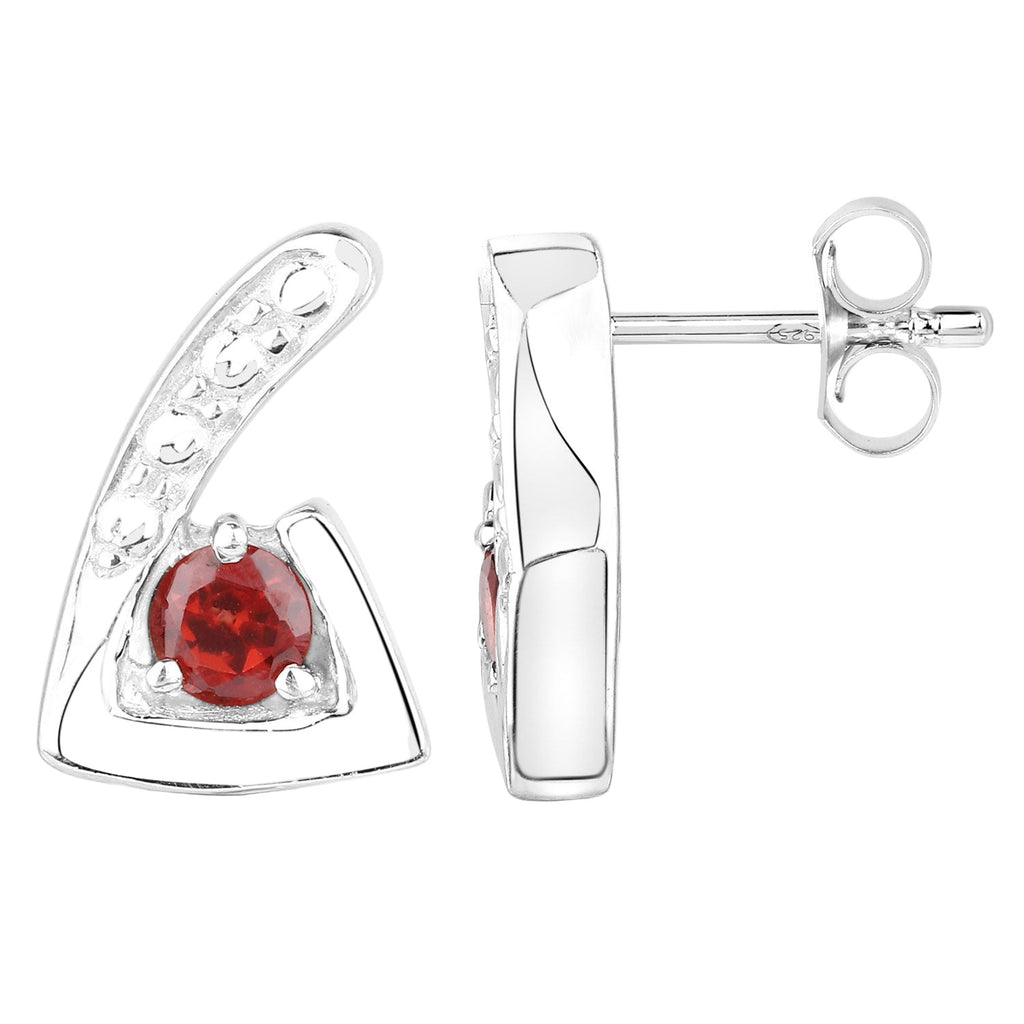 Crimson Arc Garnet Stud Earrings - 0.44 Carat Genuine Garnet .925 Sterling Silver Earrings
