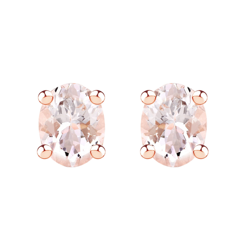 Rosé Radiance Stud Earrings - 0.50 Carat Genuine Morganite - 14K Rose Gold Plated .925 Sterling Silver Earrings