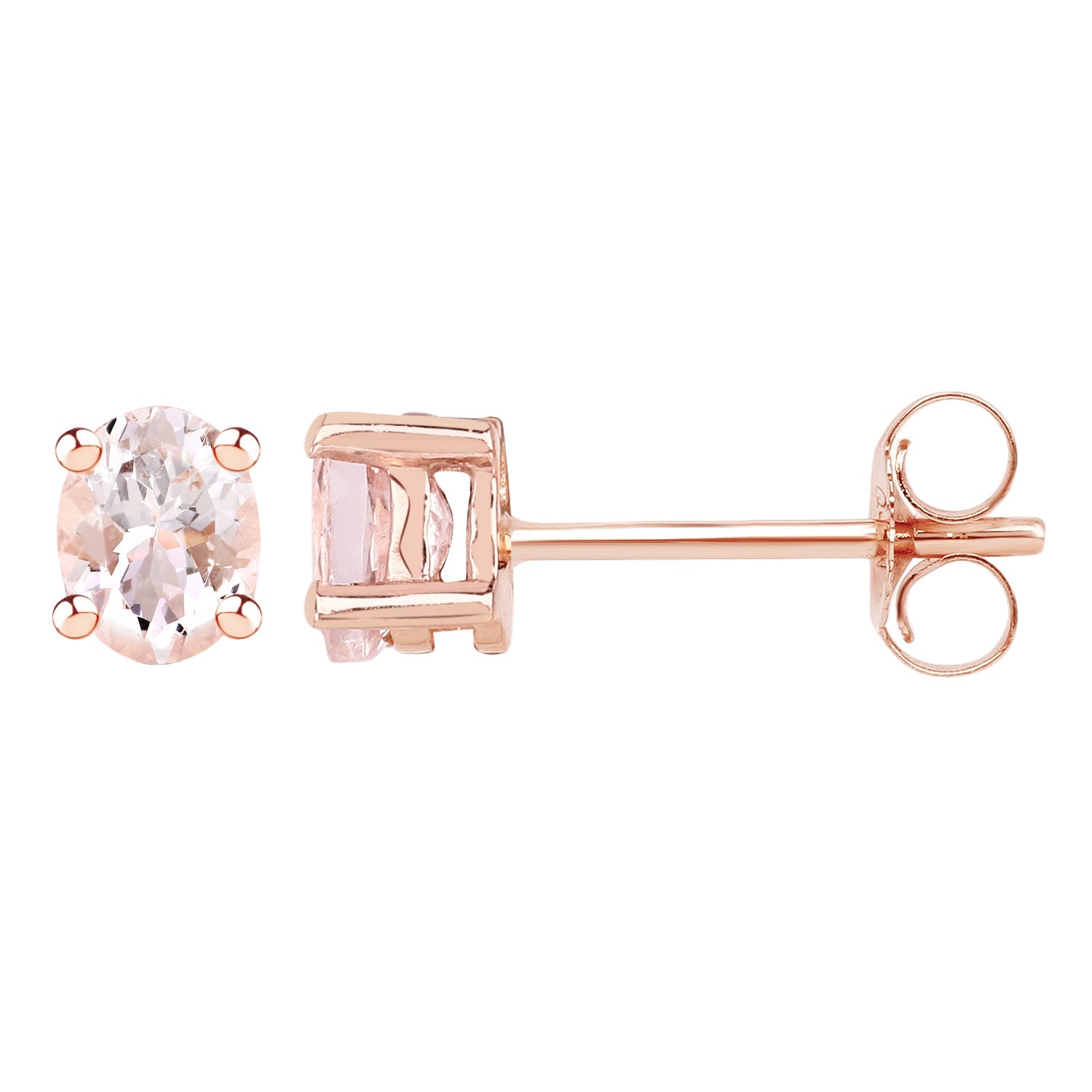 Rosé Radiance Stud Earrings - 0.50 Carat Genuine Morganite - 14K Rose Gold Plated .925 Sterling Silver Earrings