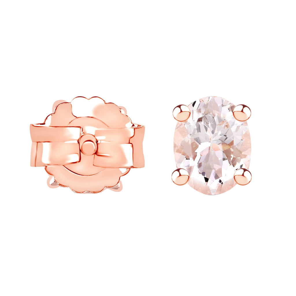 Rosé Radiance Stud Earrings - 0.50 Carat Genuine Morganite - 14K Rose Gold Plated .925 Sterling Silver Earrings