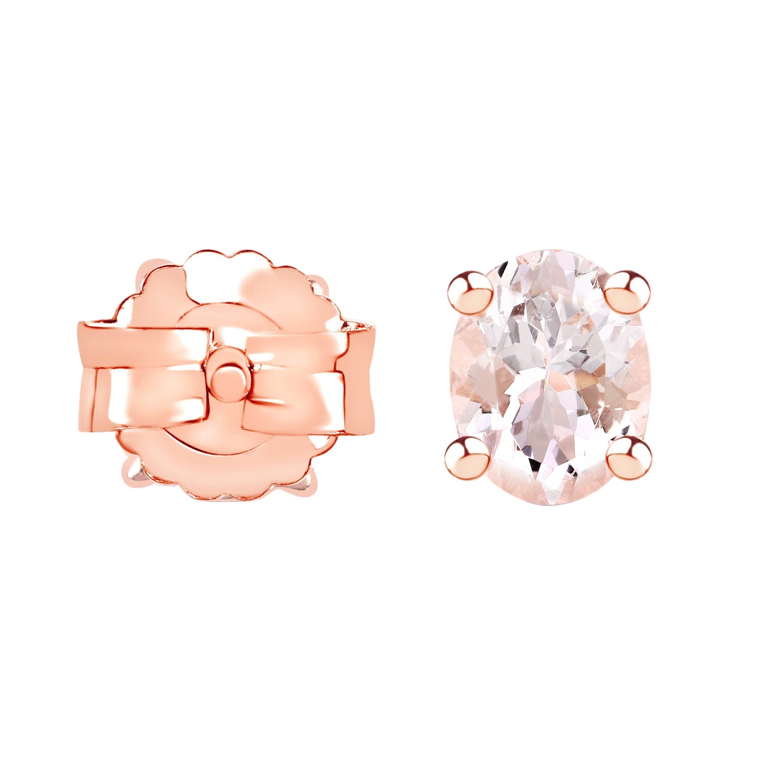 Rosé Radiance Stud Earrings - 0.50 Carat Genuine Morganite - 14K Rose Gold Plated .925 Sterling Silver Earrings