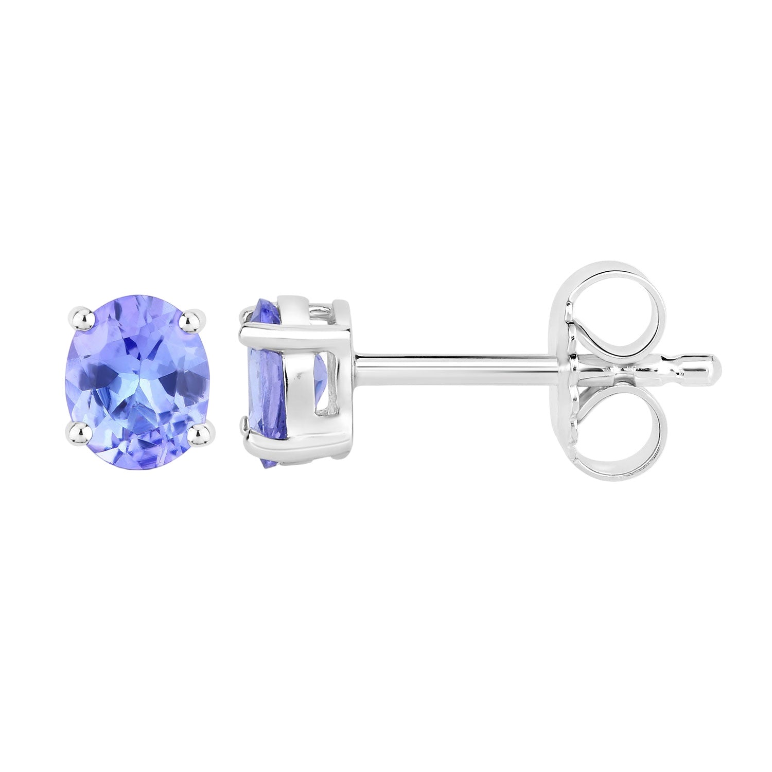 Violet Voltage Oval Tanzanite Stud Earrings - 0.66 Carat Genuine Tanzanite - .925 Sterling Silver Earrings