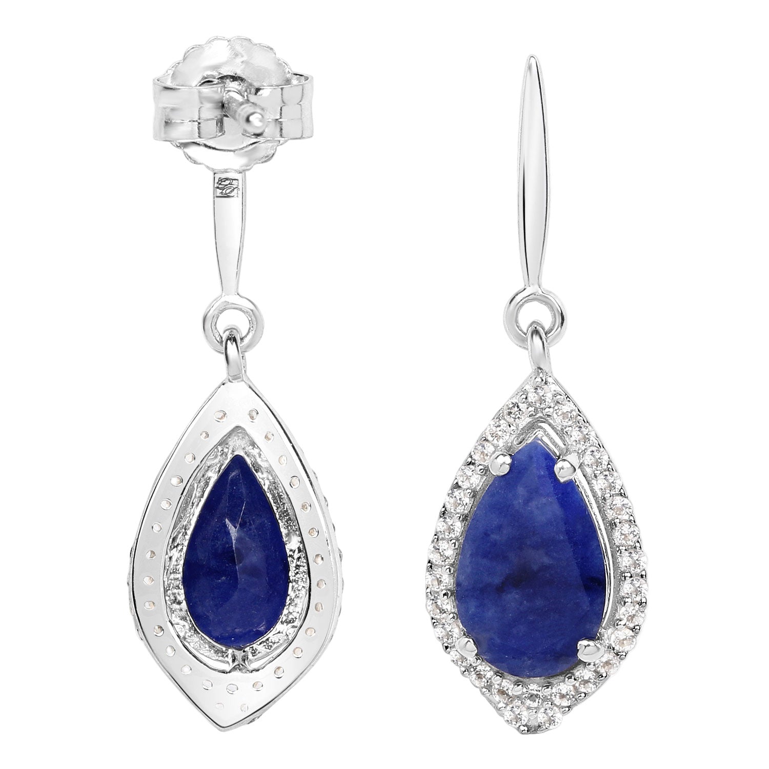 Starlit Tide Drop Earrings - 2.52 Carat Genuine Blue Aventurine And White Topaz - .925 Sterling Silver Earrings