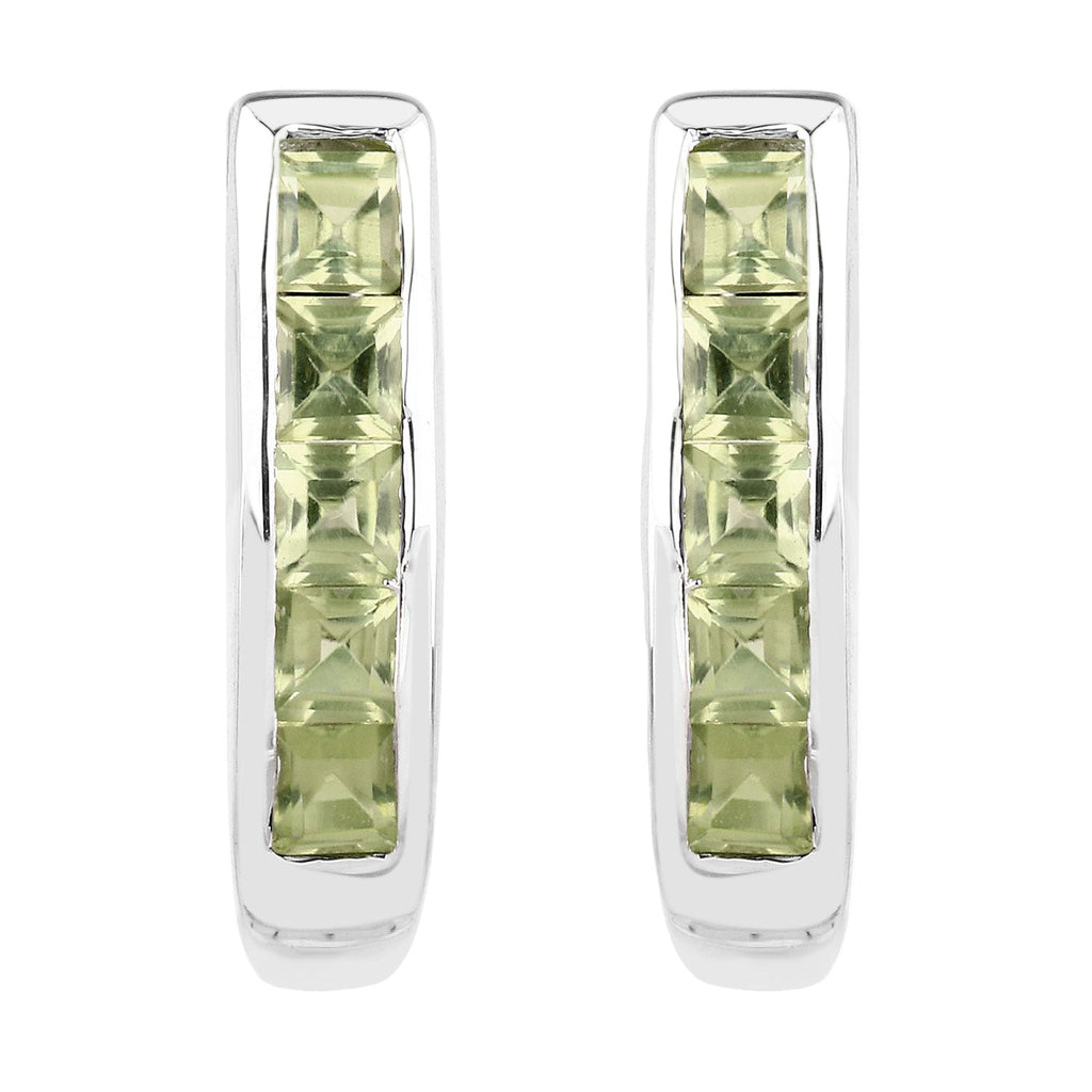 Peridot Prism Stud Earrings - 1.60 Carat Genuine Peridot .925 Sterling Silver Earrings