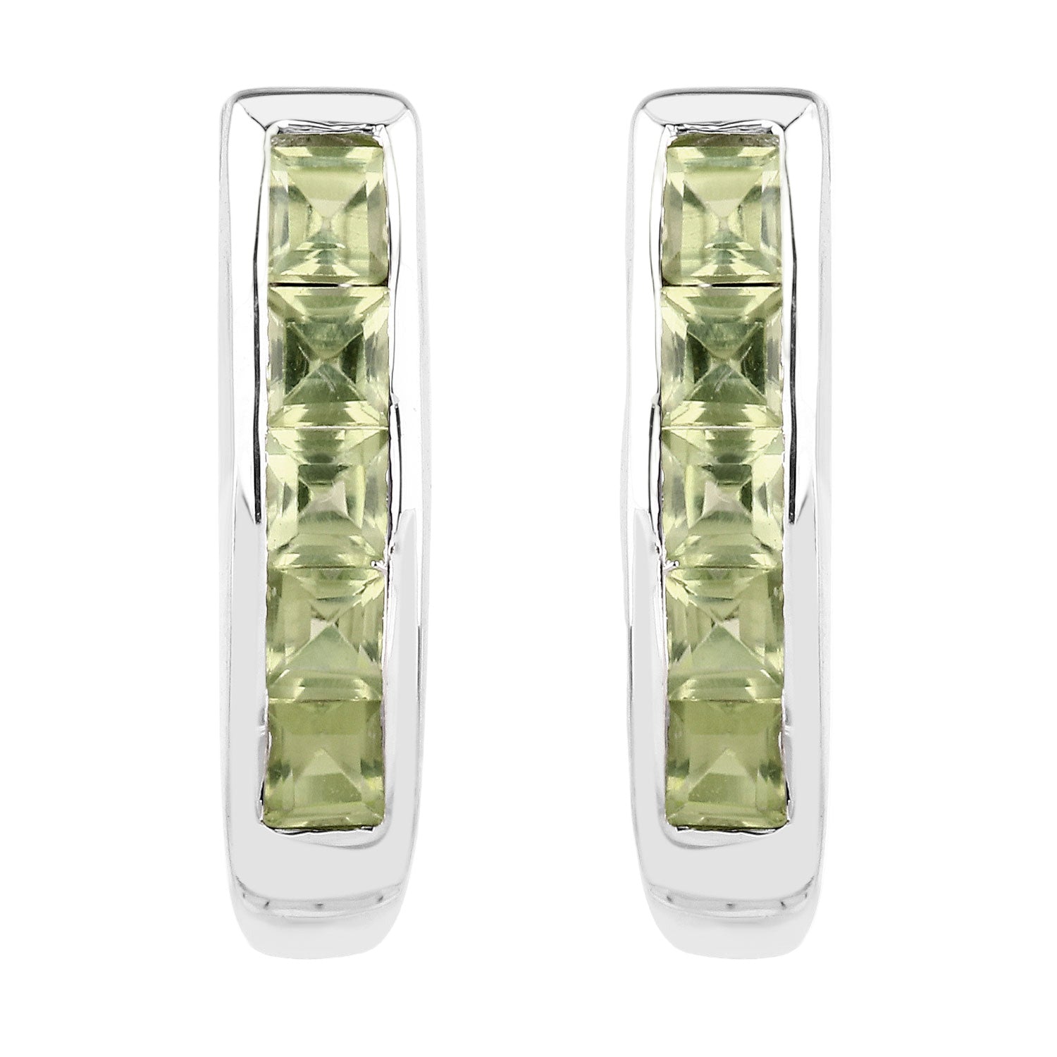 Peridot Prism Stud Earrings - 1.60 Carat Genuine Peridot .925 Sterling Silver Earrings