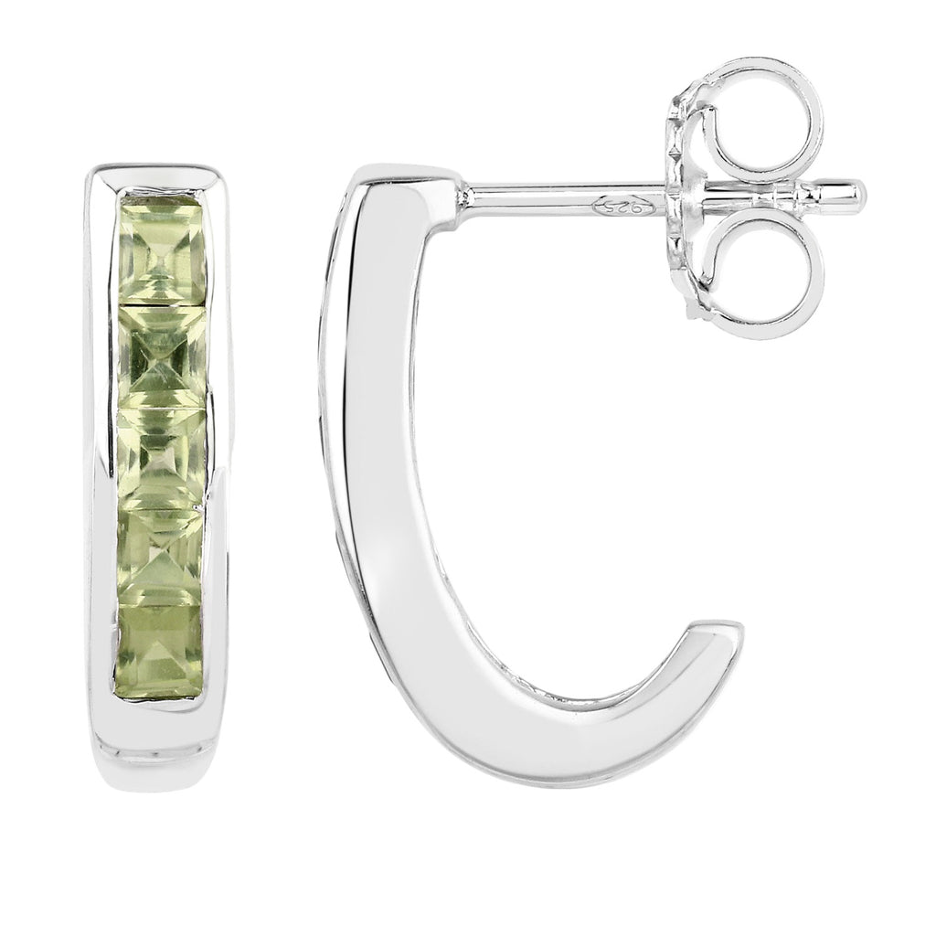 Peridot Prism Stud Earrings - 1.60 Carat Genuine Peridot .925 Sterling Silver Earrings