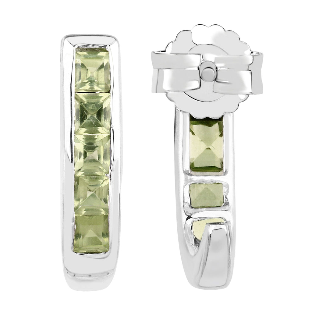 Peridot Prism Stud Earrings - 1.60 Carat Genuine Peridot .925 Sterling Silver Earrings