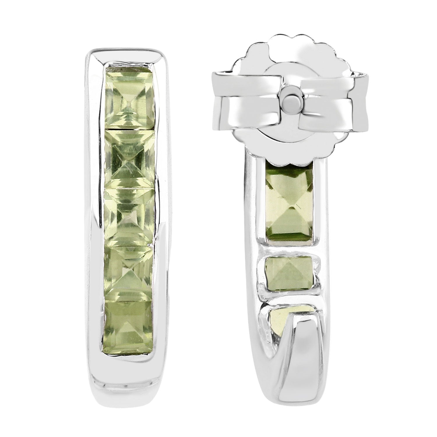 Peridot Prism Stud Earrings - 1.60 Carat Genuine Peridot .925 Sterling Silver Earrings