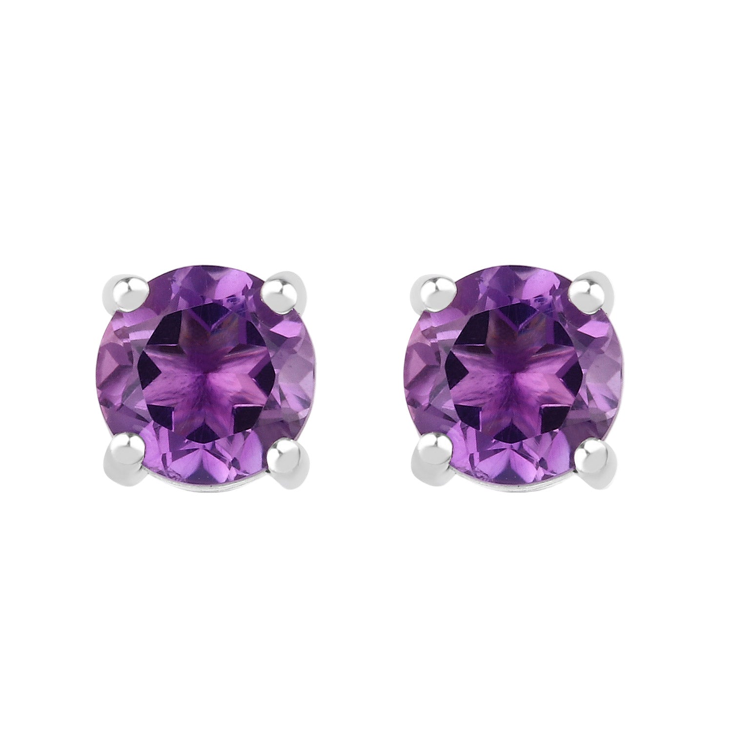 Plum Luxe Stud Earrings - 1.53 Carat Genuine Amethyst - .925 Sterling Silver Earrings