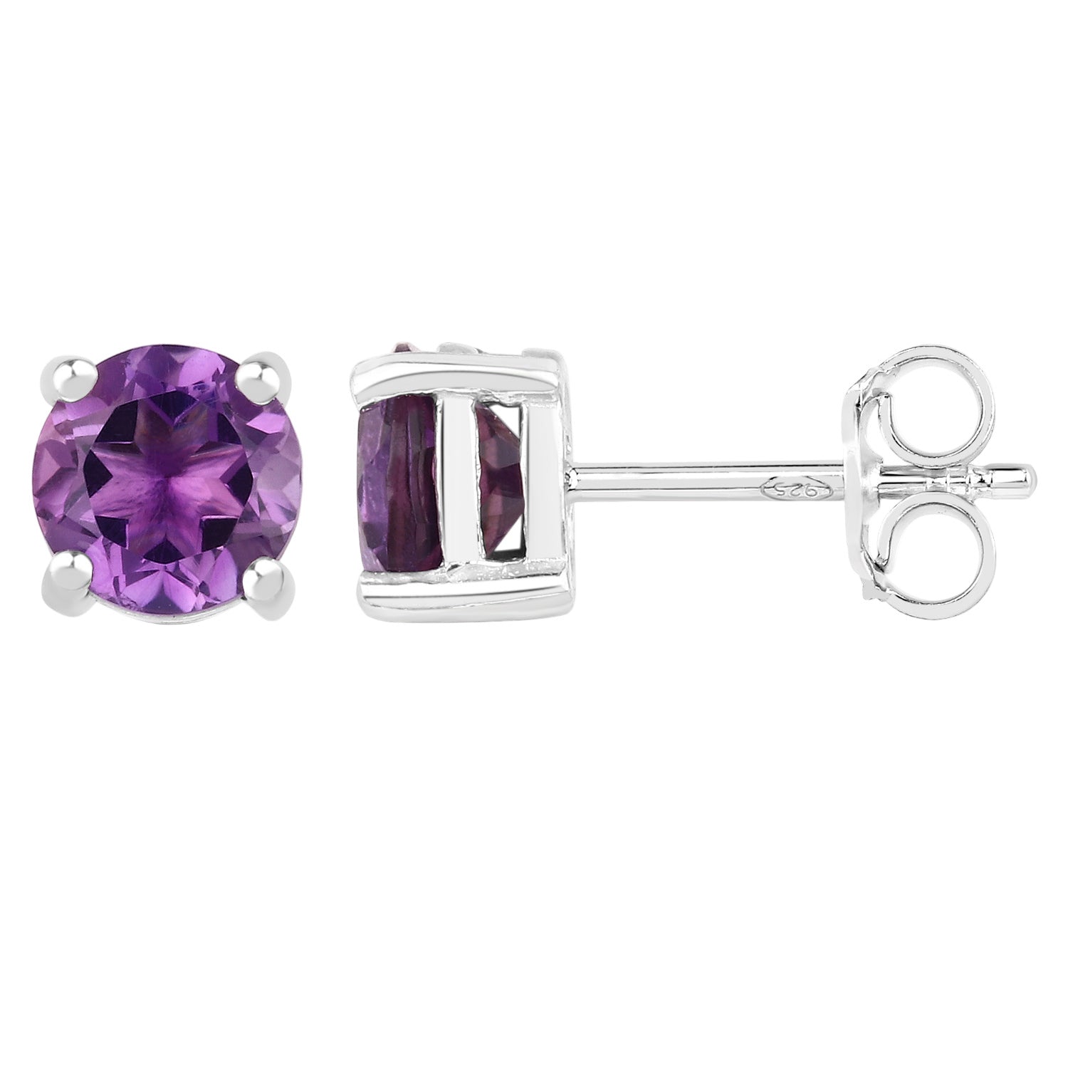 Plum Luxe Stud Earrings - 1.53 Carat Genuine Amethyst - .925 Sterling Silver Earrings