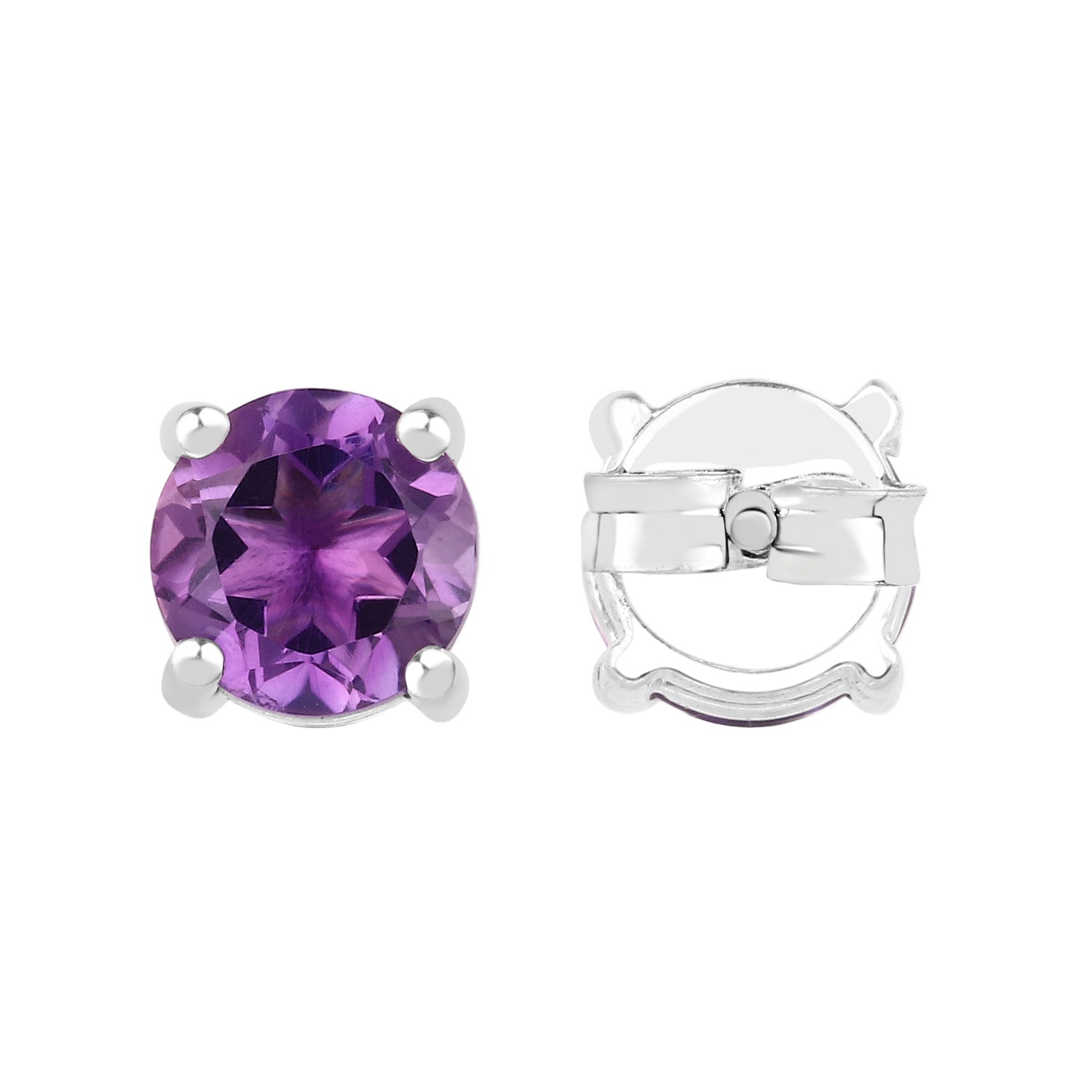 Plum Luxe Stud Earrings - 1.53 Carat Genuine Amethyst - .925 Sterling Silver Earrings