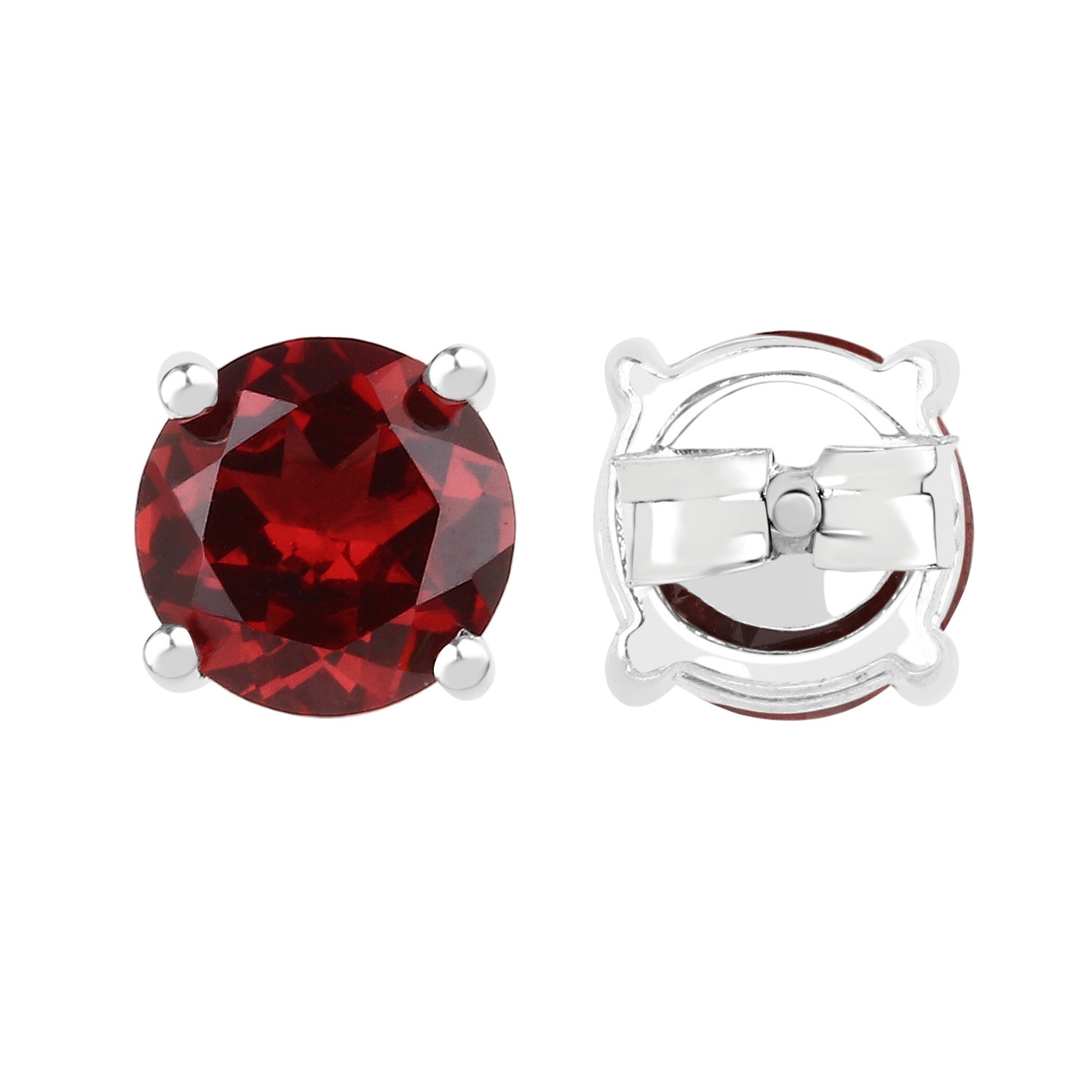 Crimson Core Garnet Stud Earrings - 1.90 Carat Genuine Garnet .925 Sterling Silver Earrings
