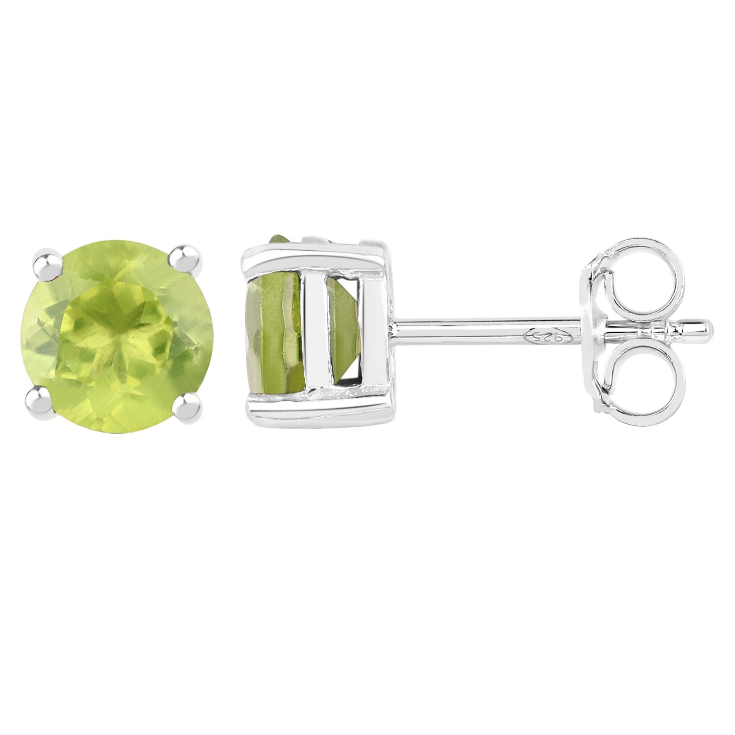 Chateau Spring Studs - 1.71 Carat Genuine Peridot - .925 Sterling Silver Earrings