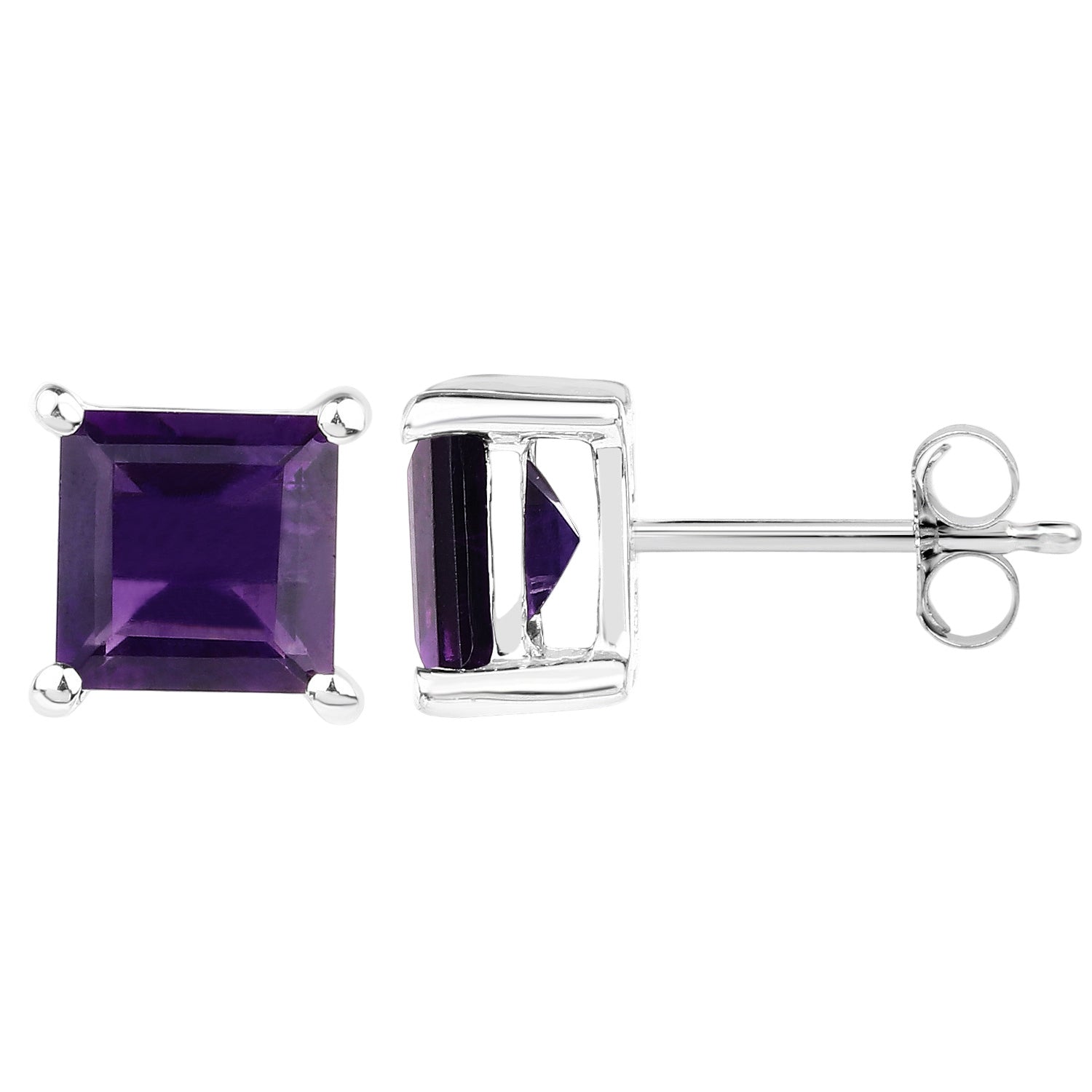 Violet Vision Amethyst Stud Earrings - 2.25 Carat Genuine Amethyst .925 Sterling Silver Earrings