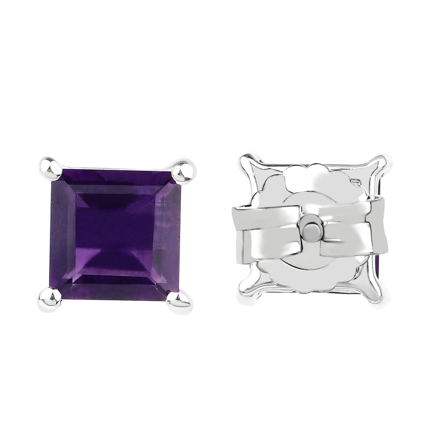 Violet Vision Amethyst Stud Earrings - 2.25 Carat Genuine Amethyst .925 Sterling Silver Earrings