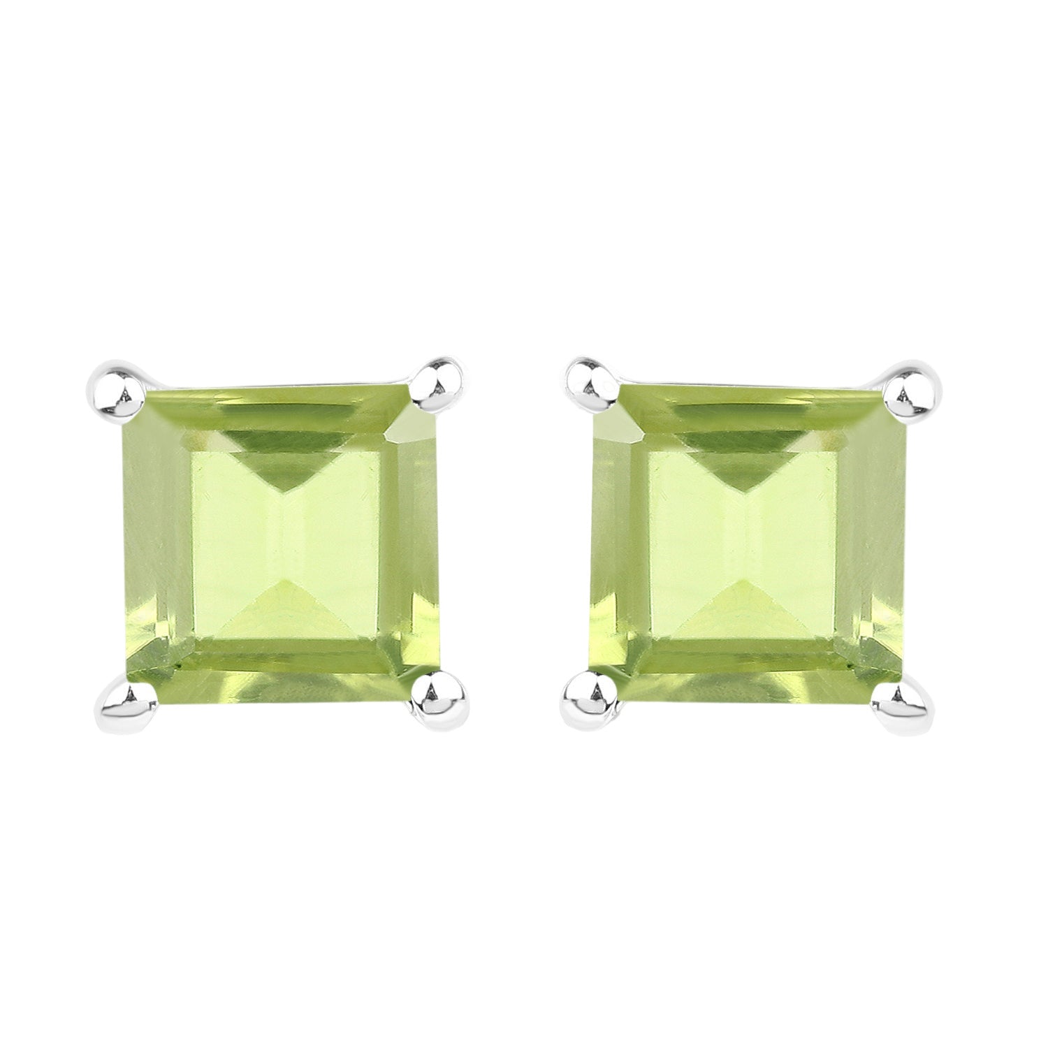 Peridot Empire Studs - 2.30 Carat Genuine Peridot - .925 Sterling Silver Earrings