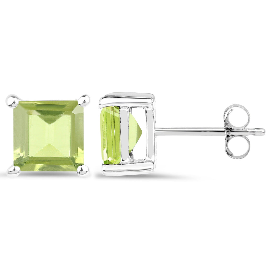 Peridot Empire Studs - 2.30 Carat Genuine Peridot - .925 Sterling Silver Earrings